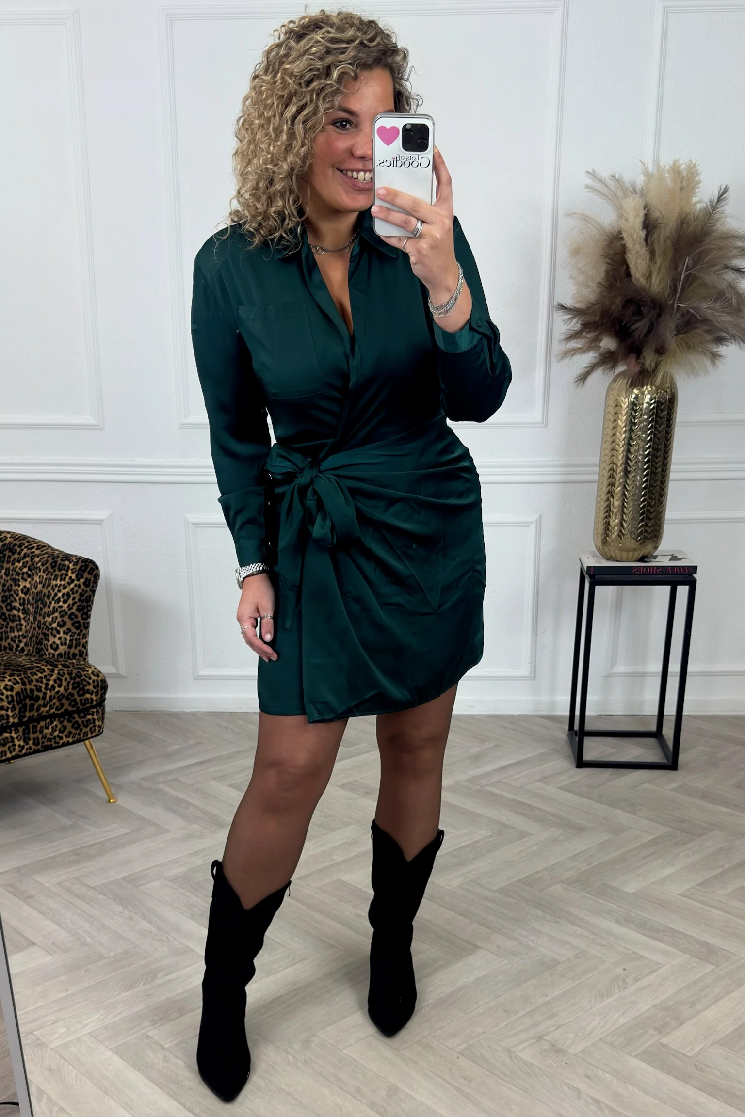 Perfect Silk Wrap Dress - Green - Image 4