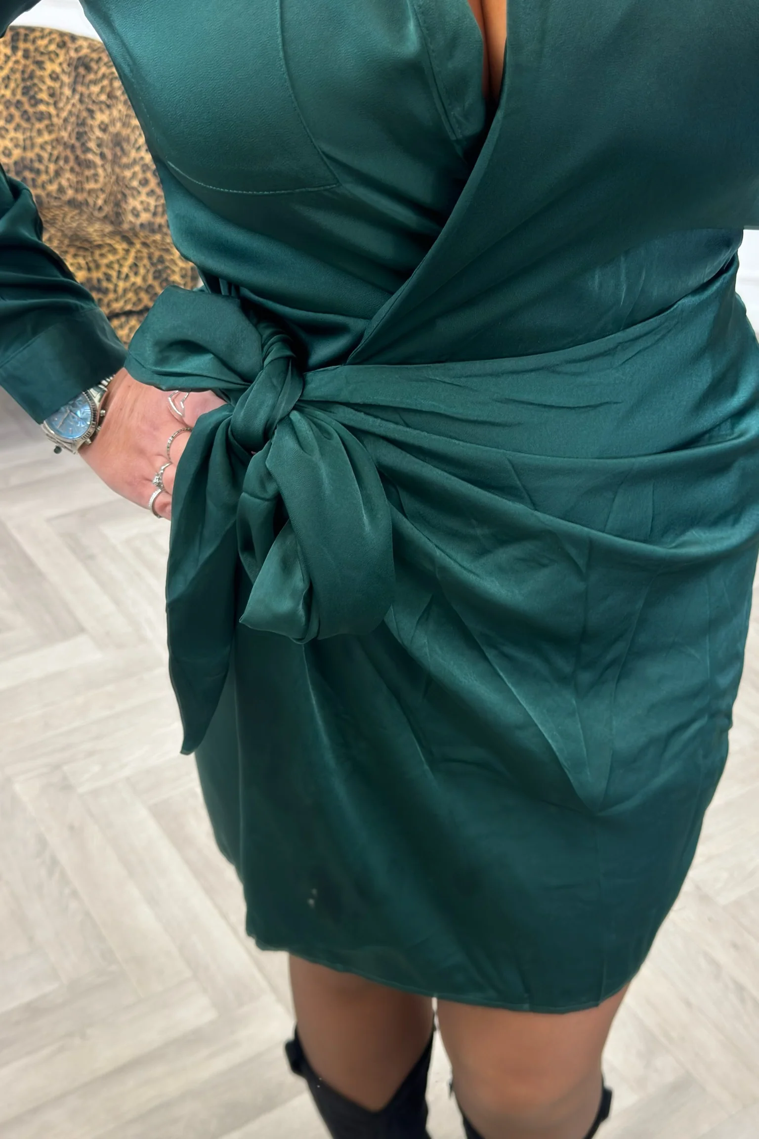Perfect Silk Wrap Dress - Green - Image 5