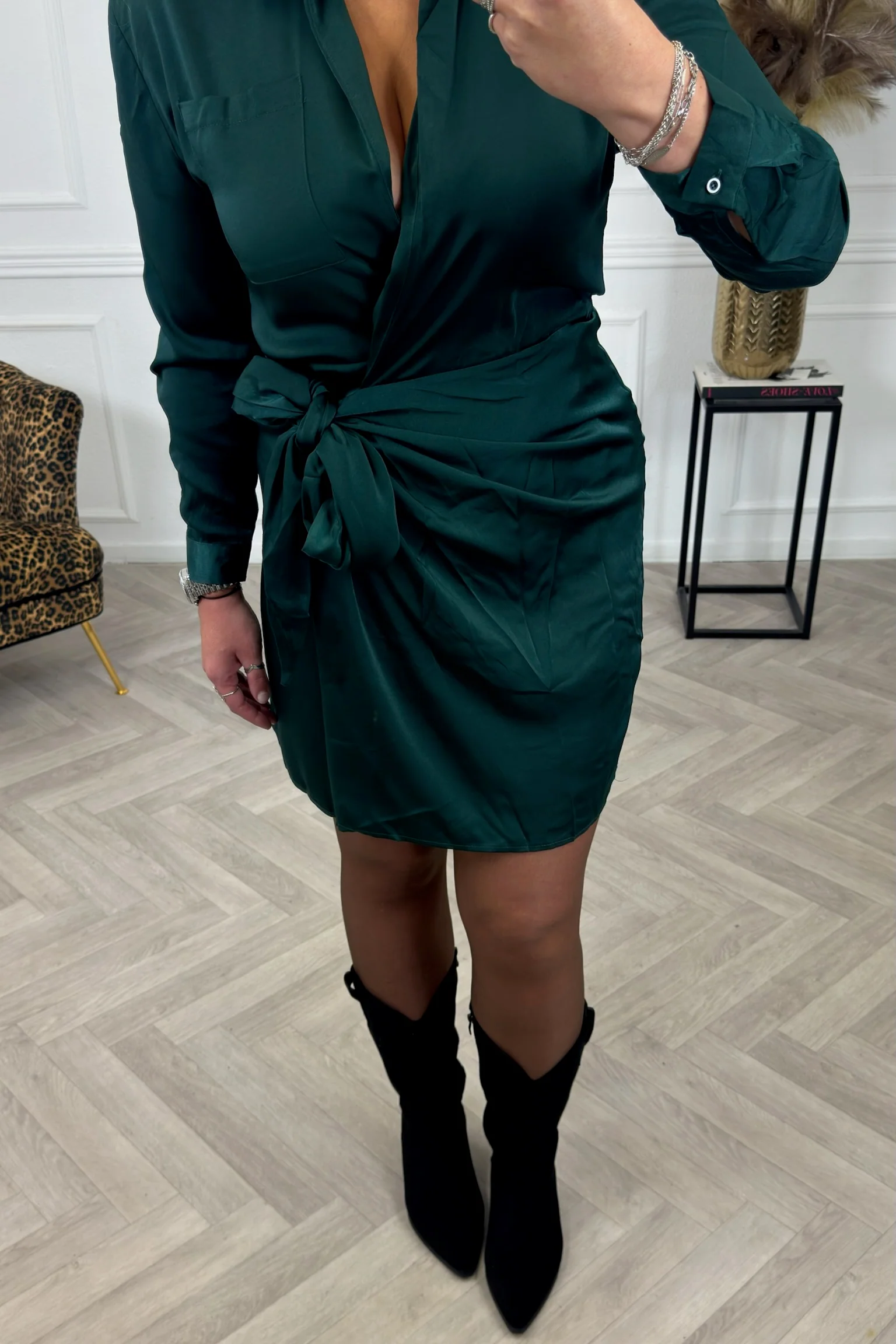 Perfect Silk Wrap Dress - Green - Image 7