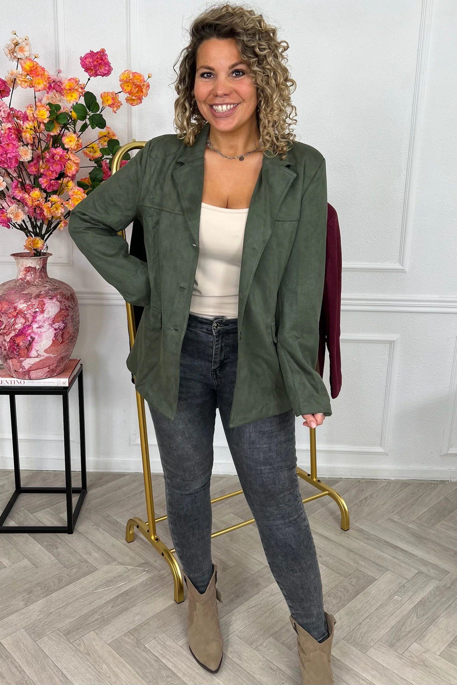 Perfect Suedine Blazer - Armygreen