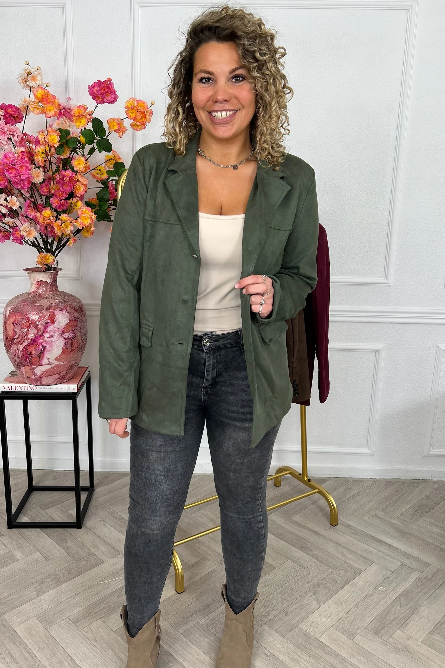 Perfect Suedine Blazer - Armygreen - Image 2