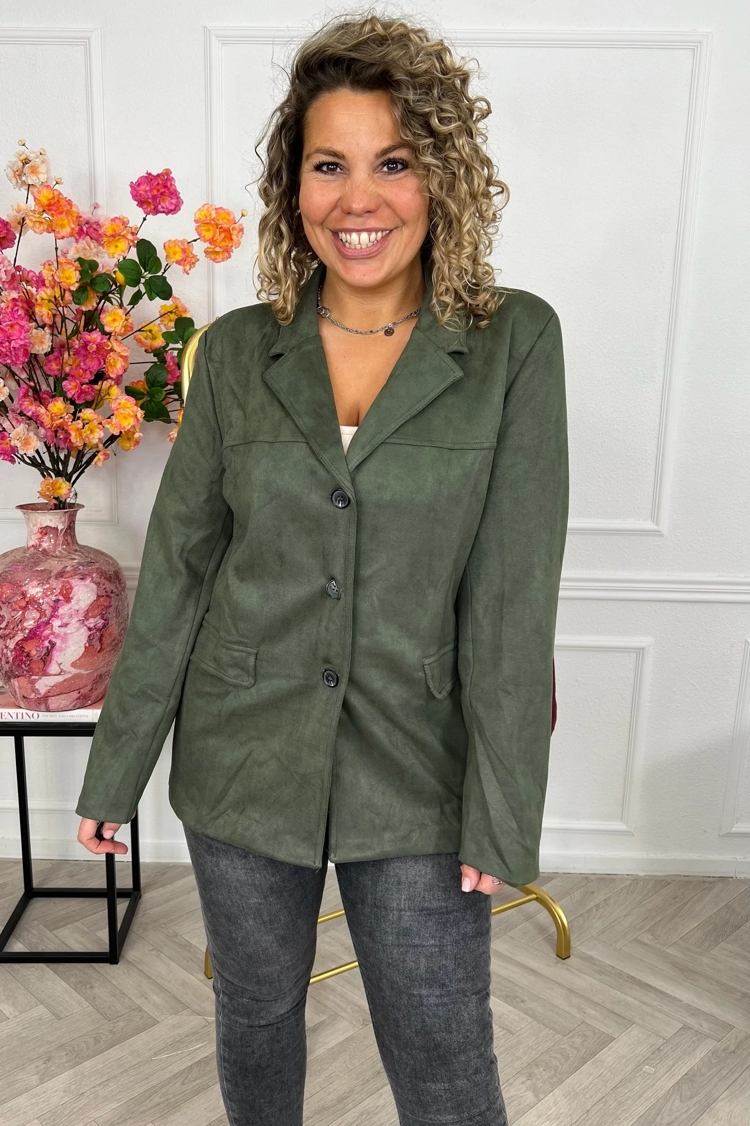 Perfect Suedine Blazer - Armygreen - Image 6