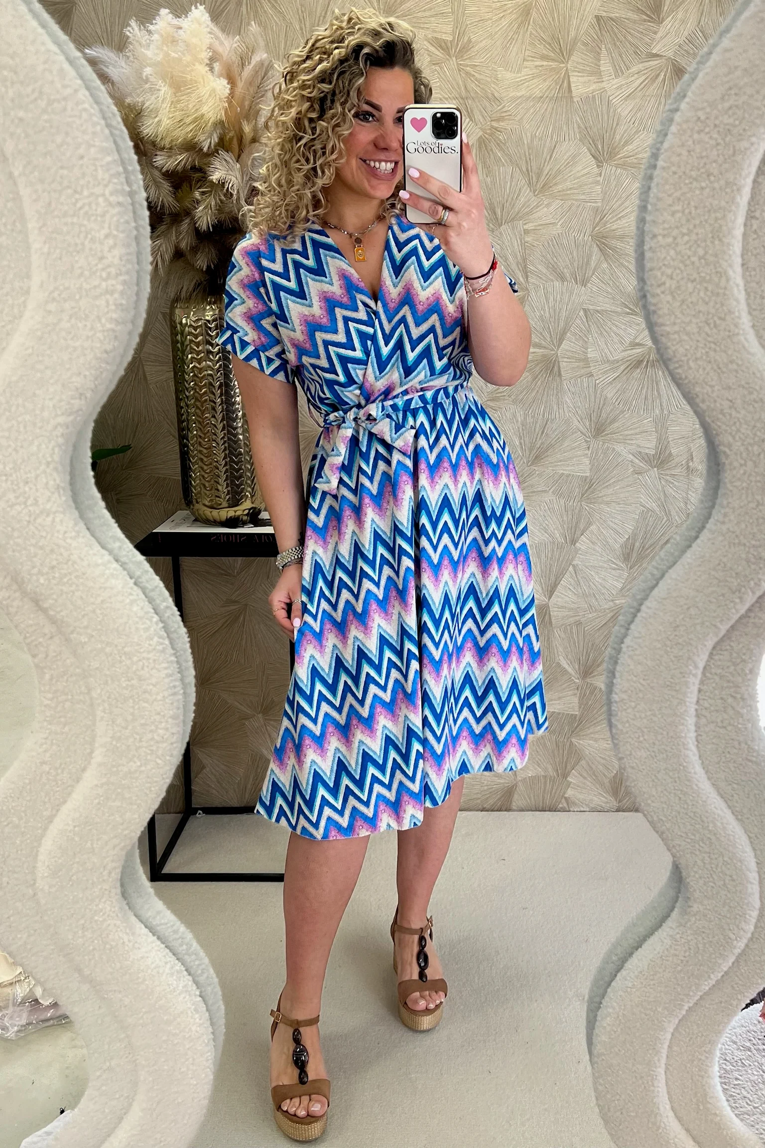 Perfect Summer Zigzag Dress - Kobalt/Beige