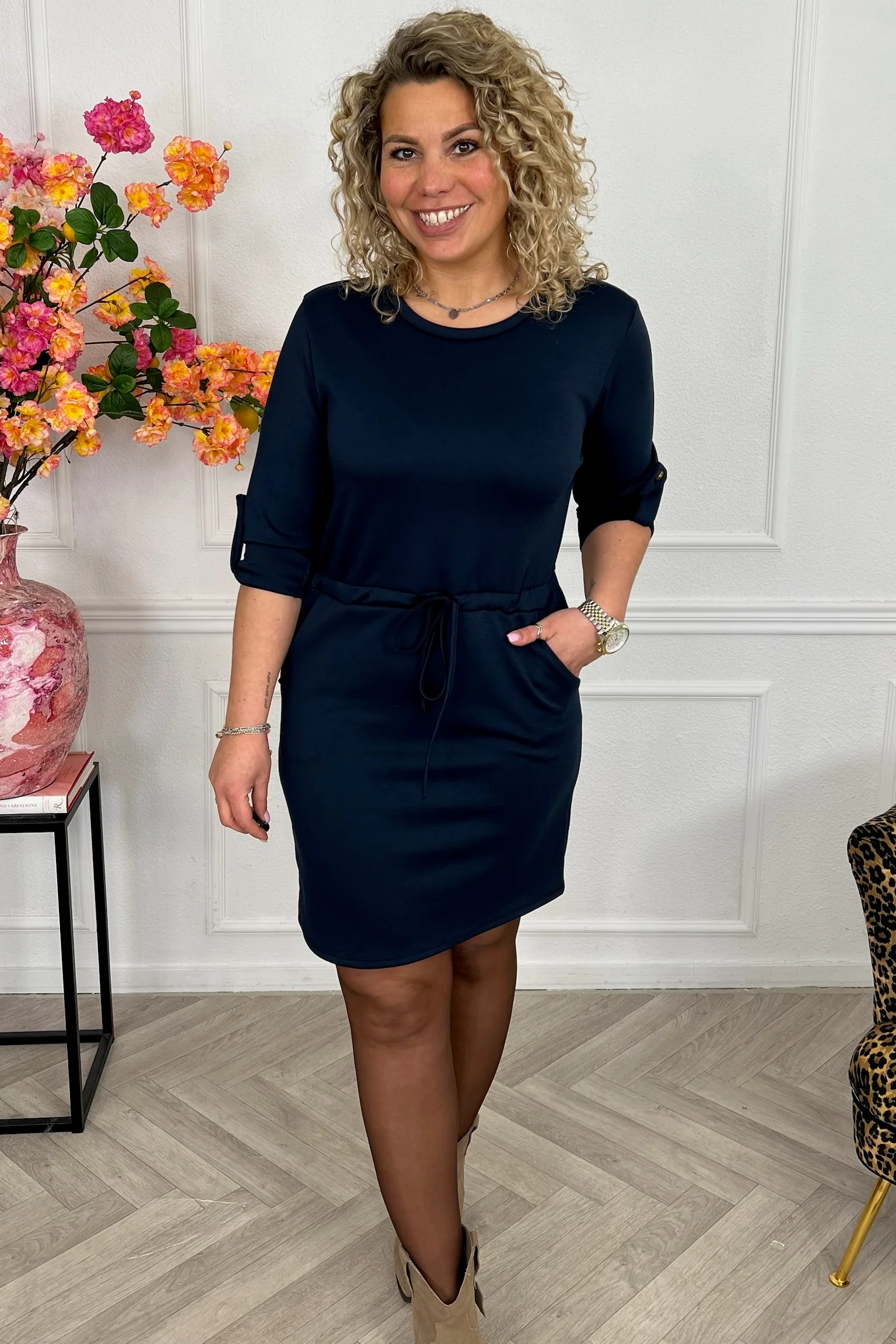 Perfect Sweater Dress - Navy - Image 3