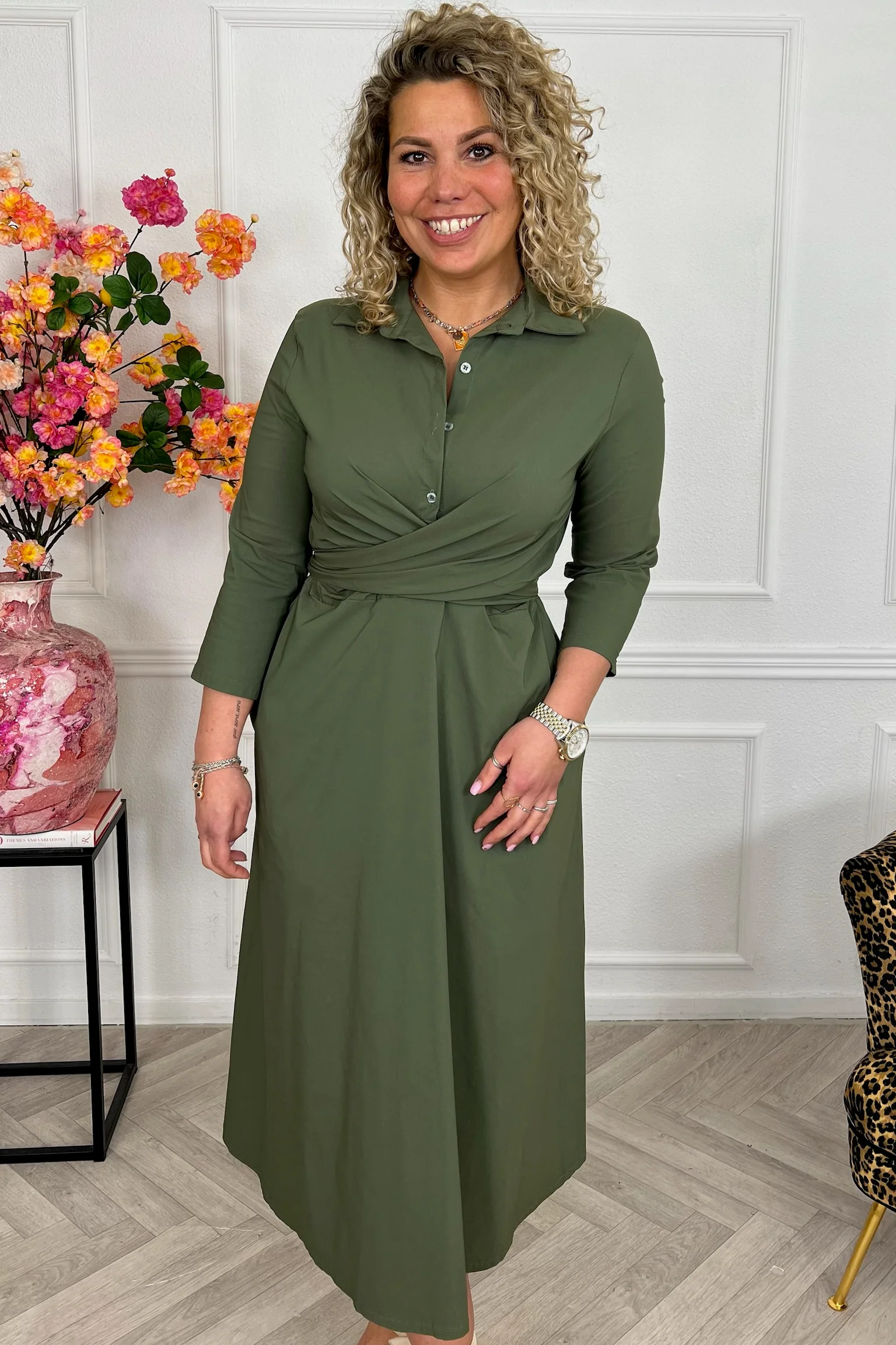 Perfect Travel Strik Dress - Armygreen - Image 2