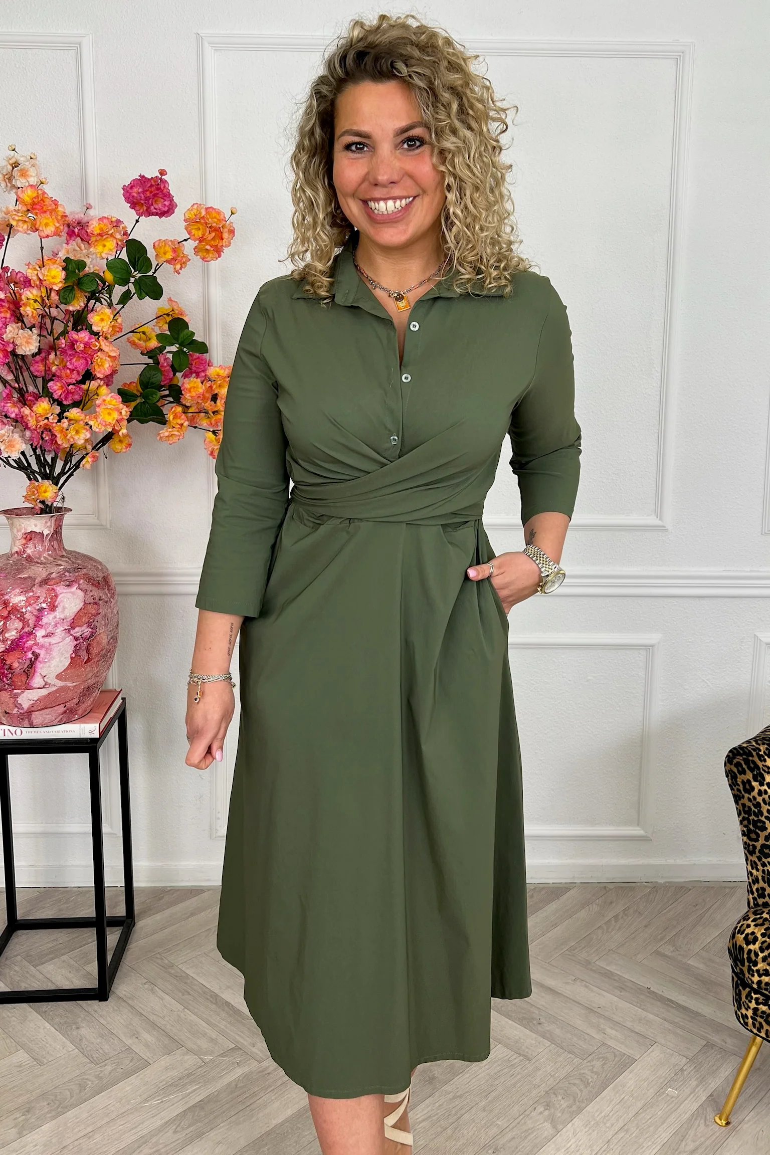 Perfect Travel Strik Dress - Armygreen - Image 5