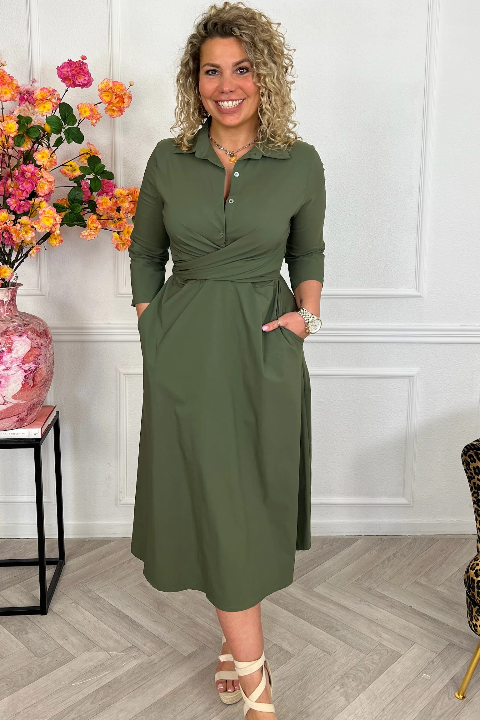 Perfect Travel Strik Dress - Armygreen - Image 6