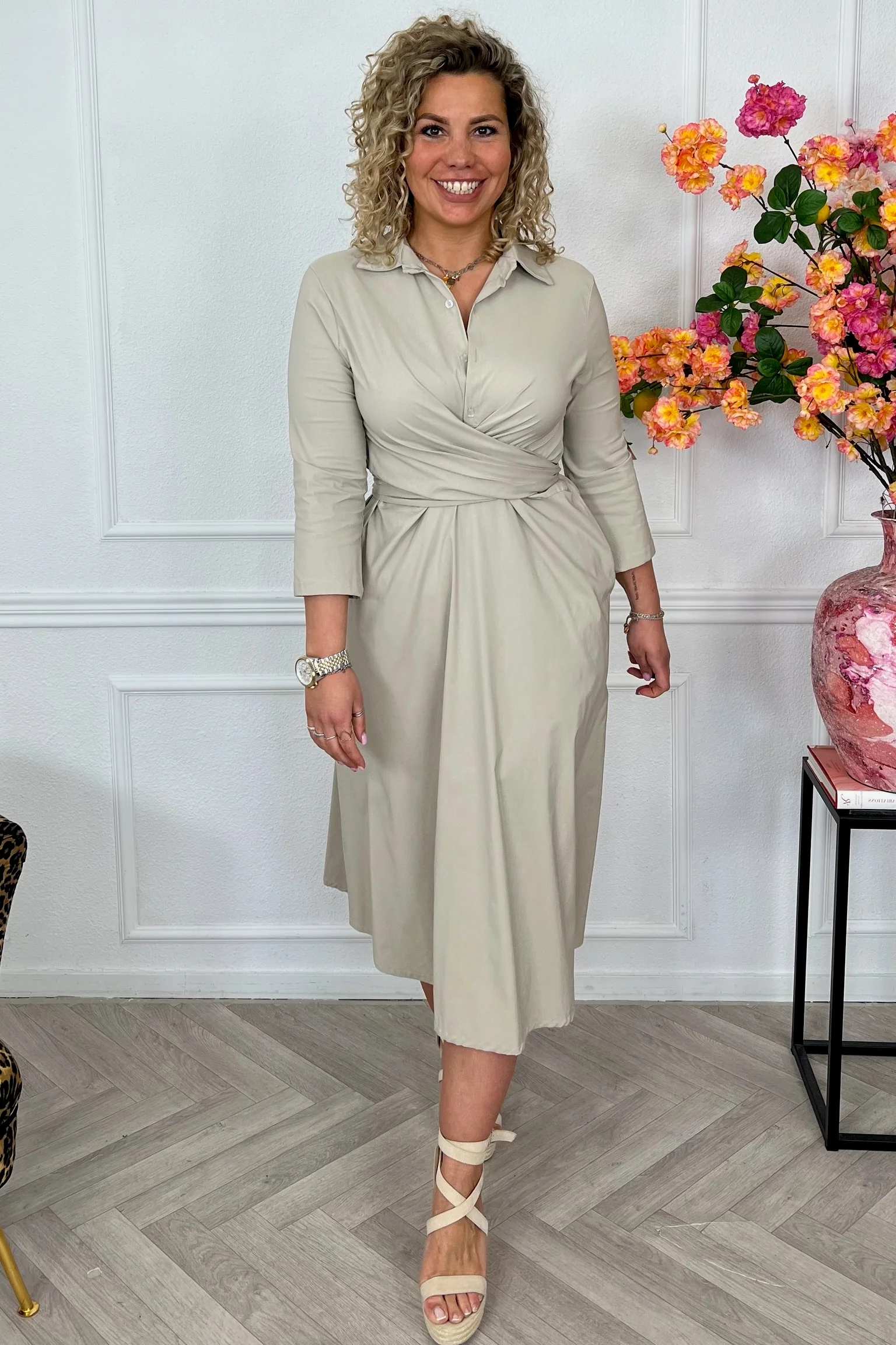 Perfect Travel Strik Dress - Beige