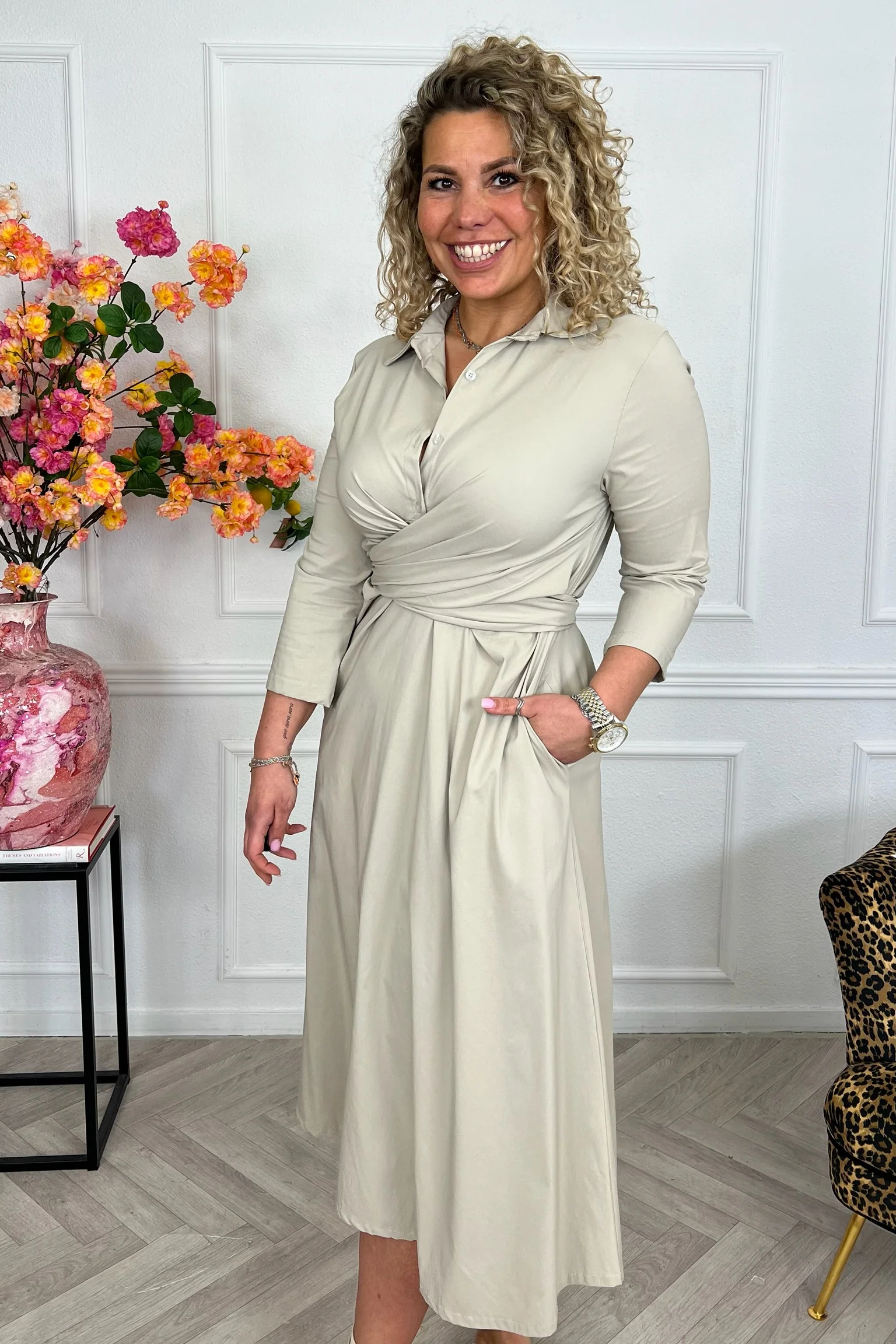 Perfect Travel Strik Dress - Beige - Image 2