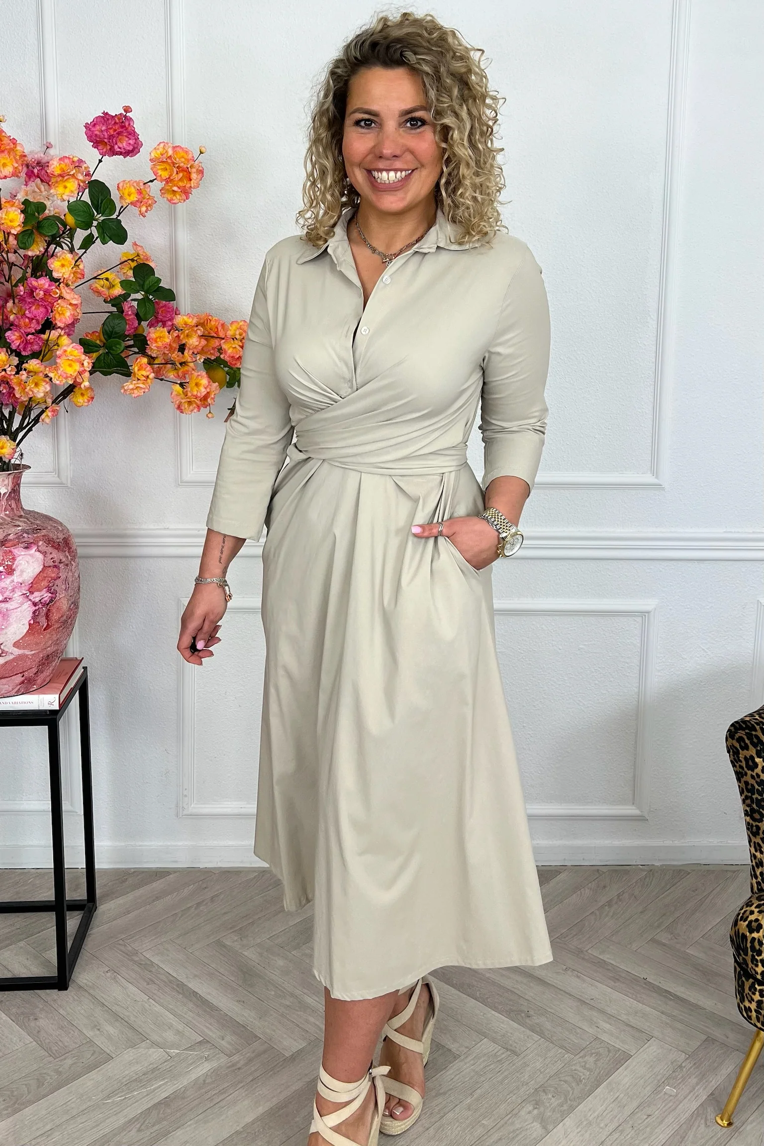Perfect Travel Strik Dress - Beige - Image 3