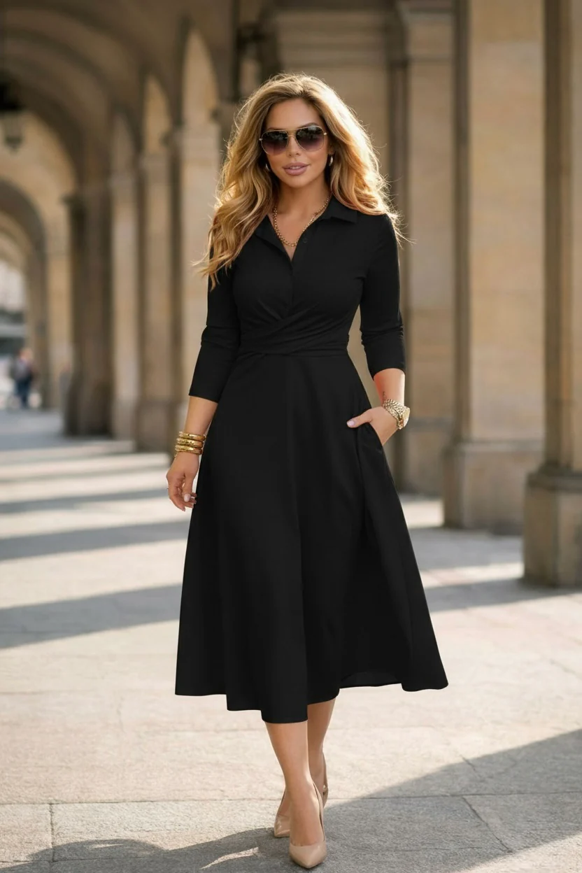 Perfect Travel Strik Dress - Black