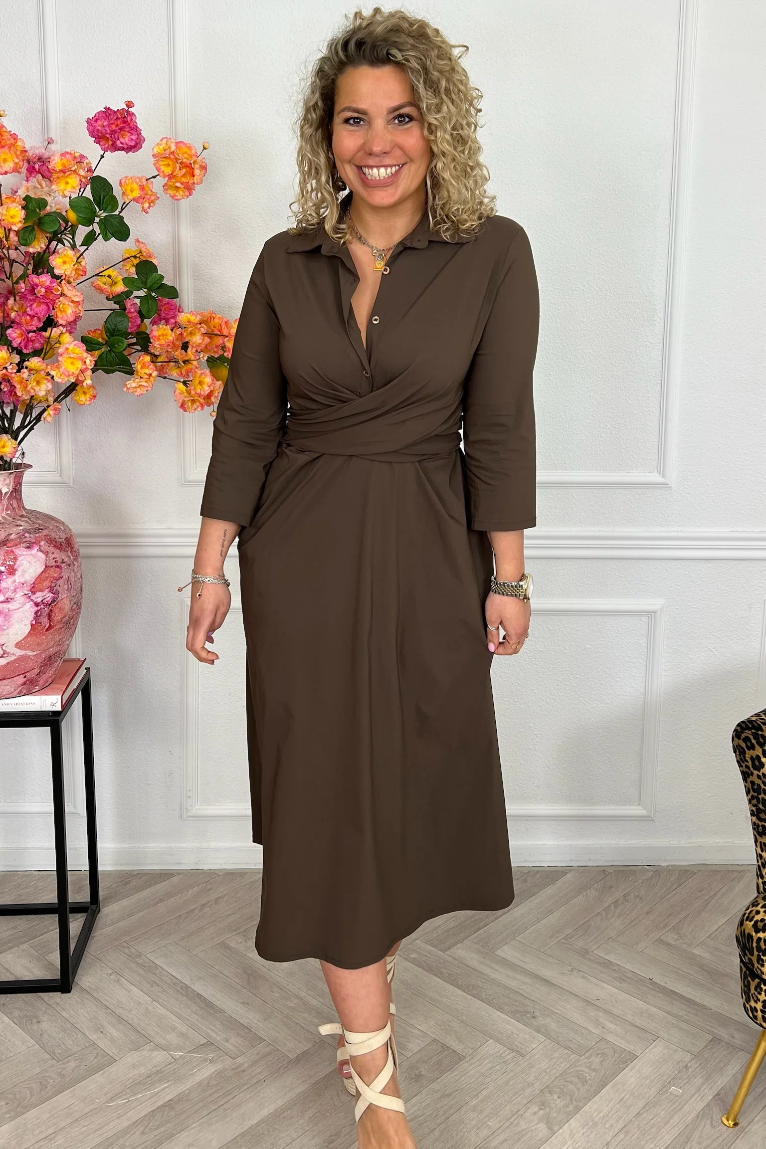 Perfect Travel Strik Dress - Brown