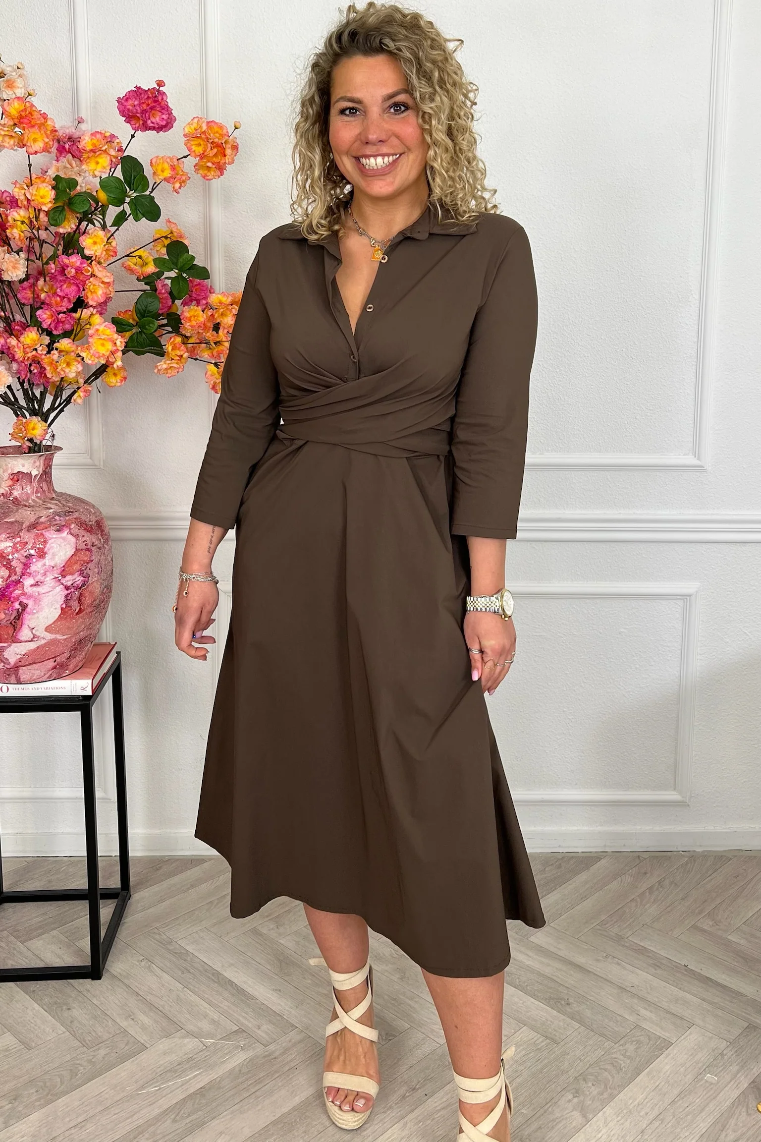 Perfect Travel Strik Dress - Brown - Image 3