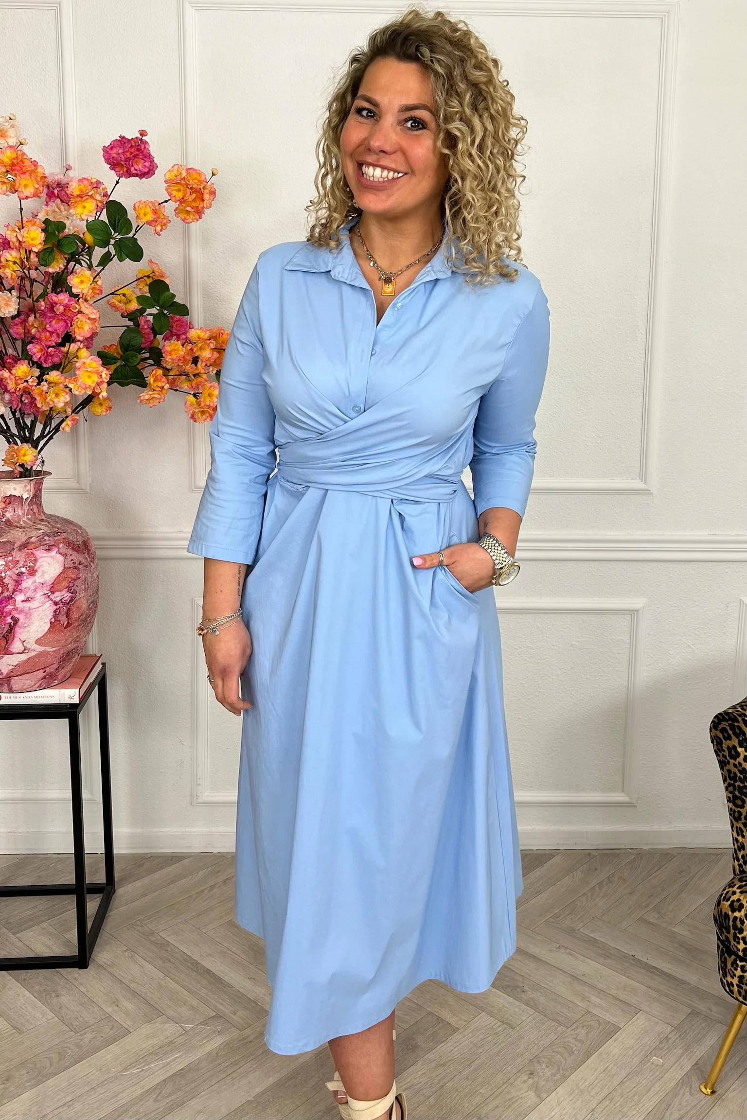 Perfect Travel Strik Dress - Light Blue - Image 2