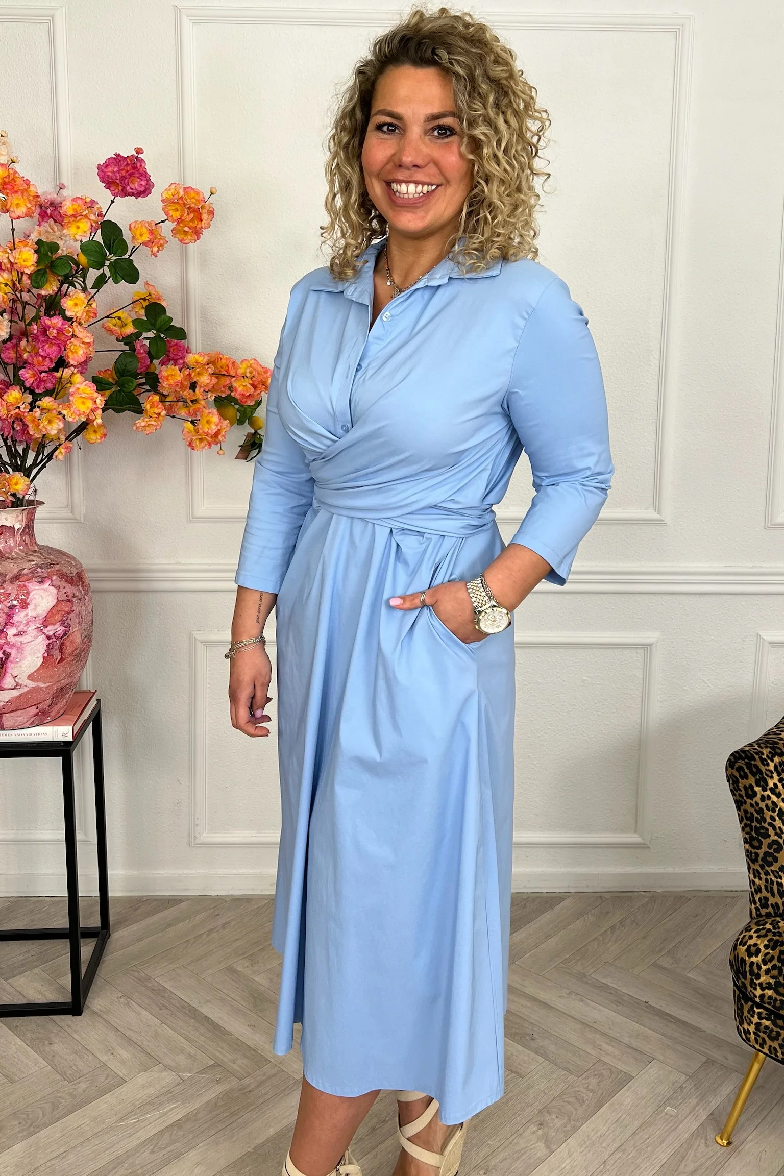 Perfect Travel Strik Dress - Light Blue - Image 4