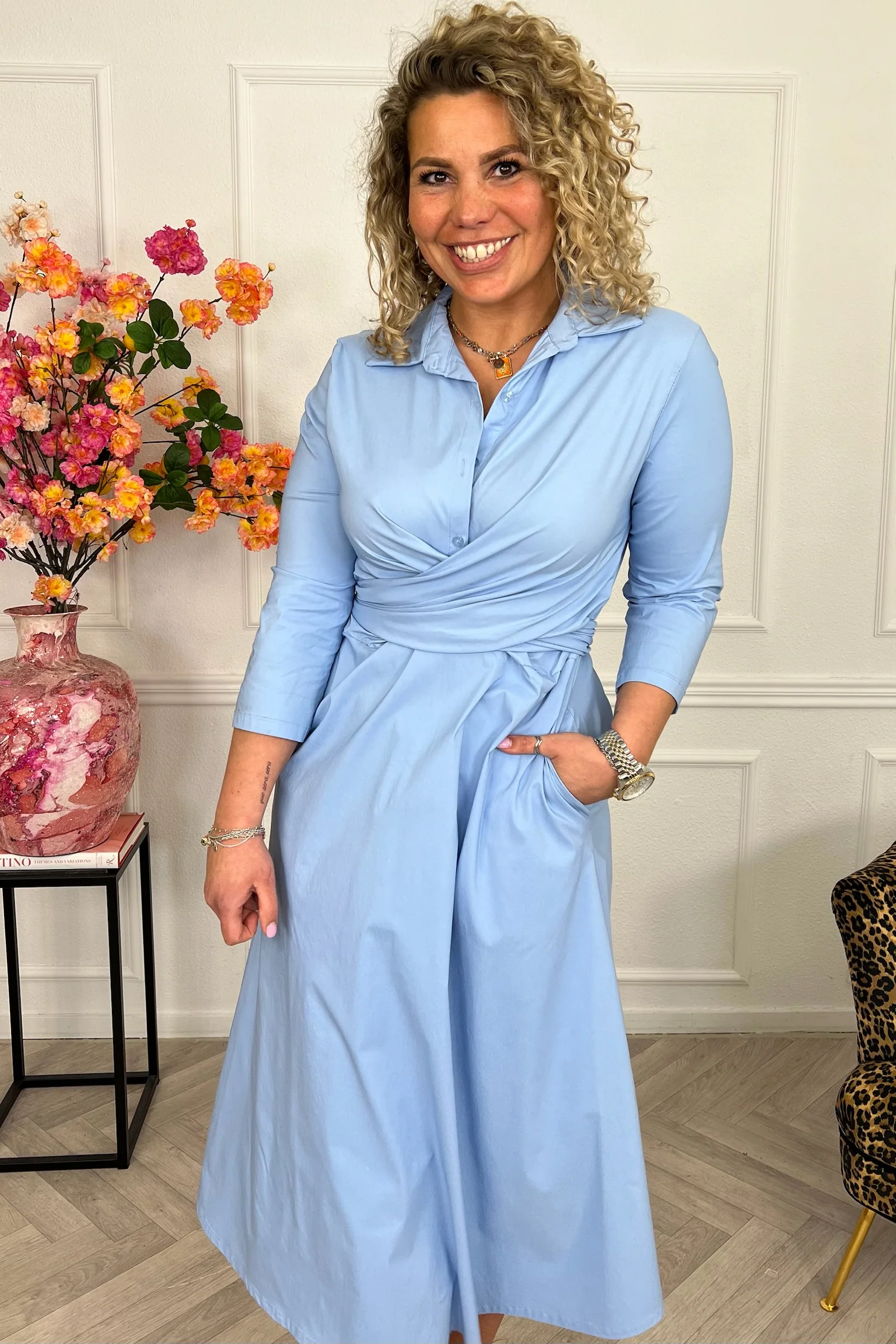 Perfect Travel Strik Dress - Light Blue - Image 6