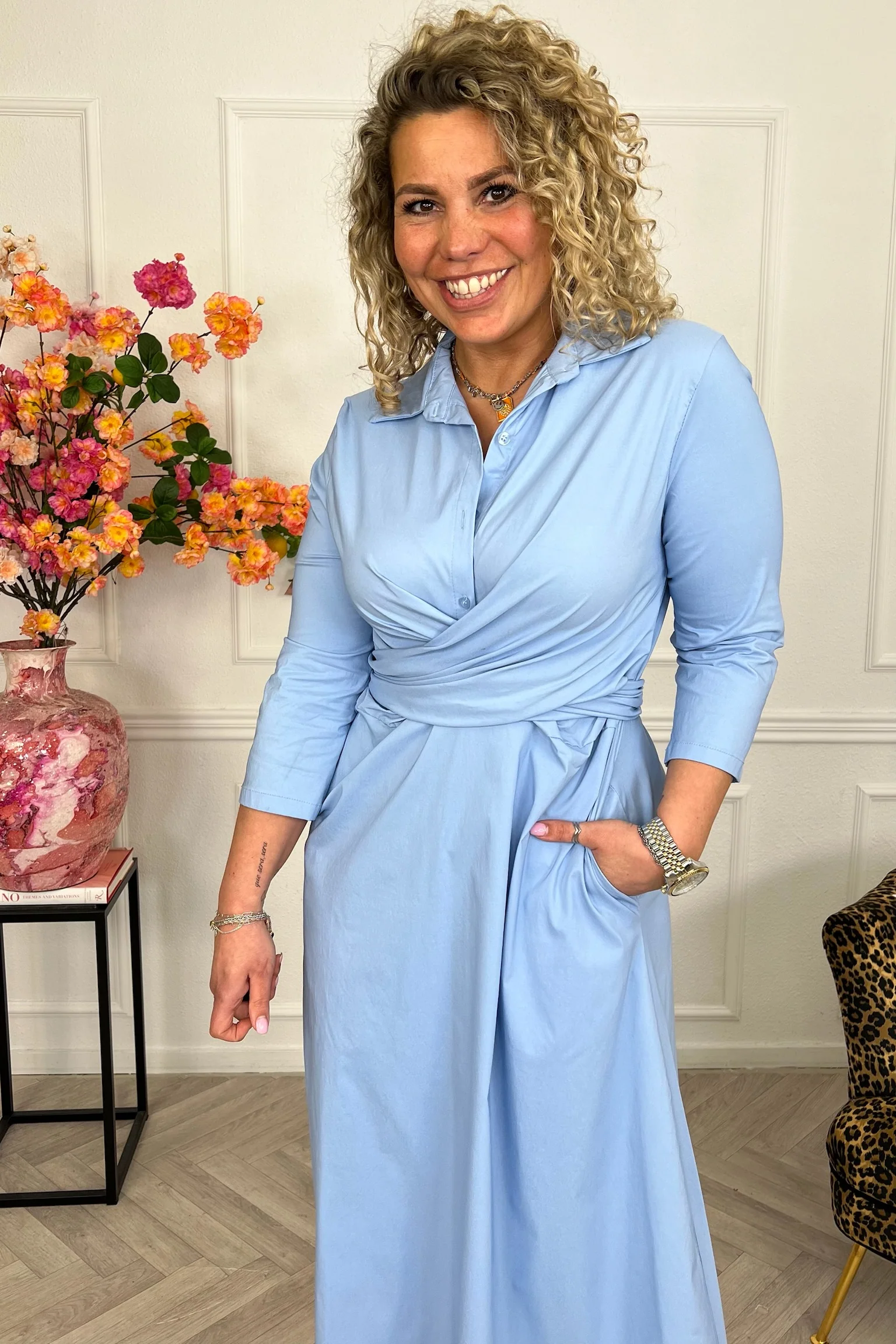 Perfect Travel Strik Dress - Light Blue - Image 7