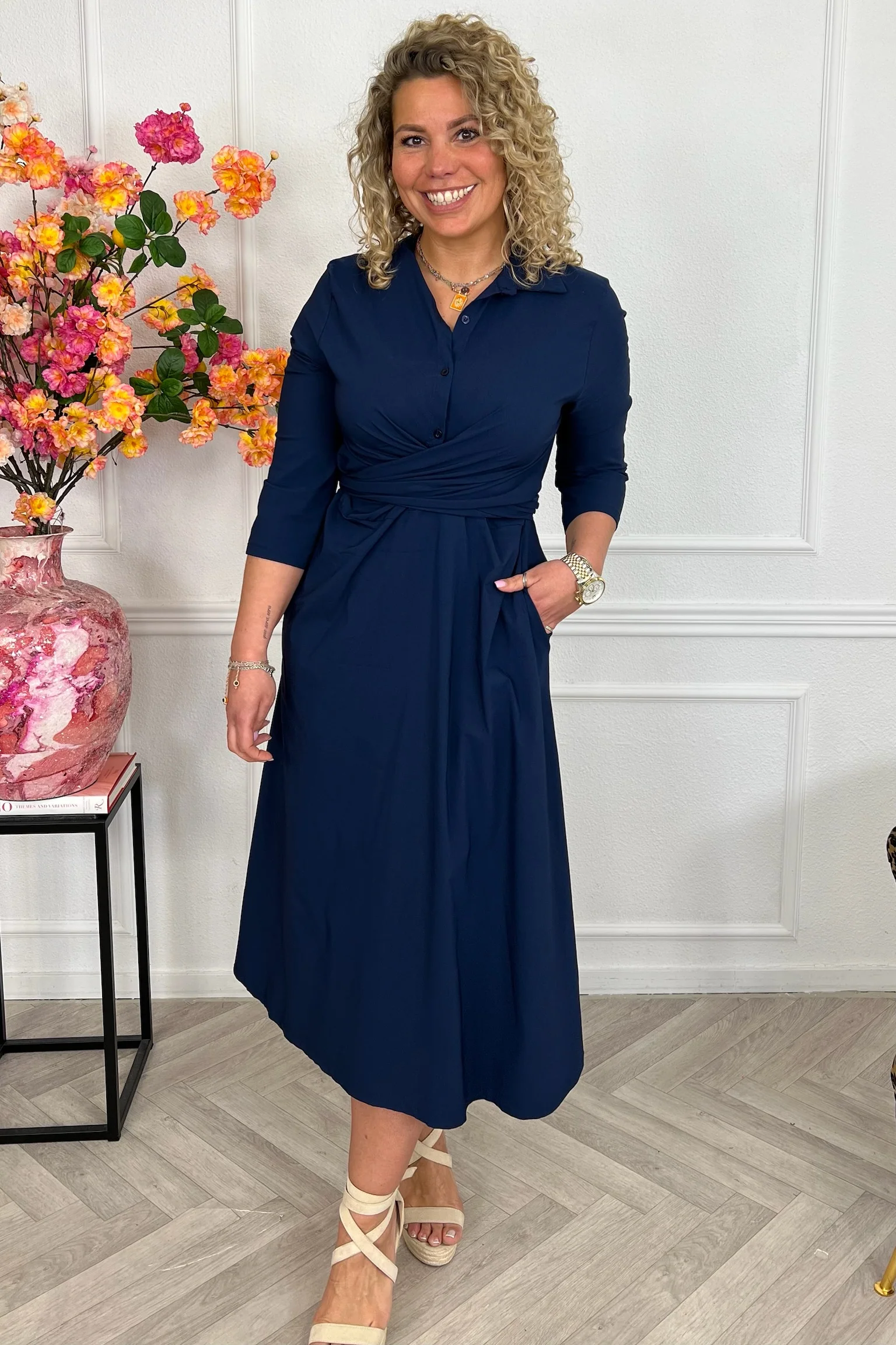 Perfect Travel Strik Dress - Navy - Image 2