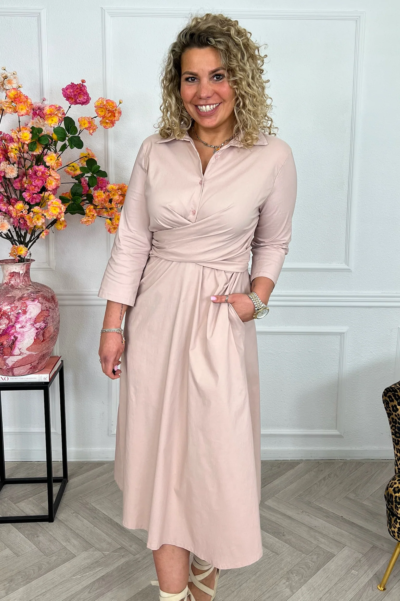 Perfect Travel Strik Dress - Old Pink