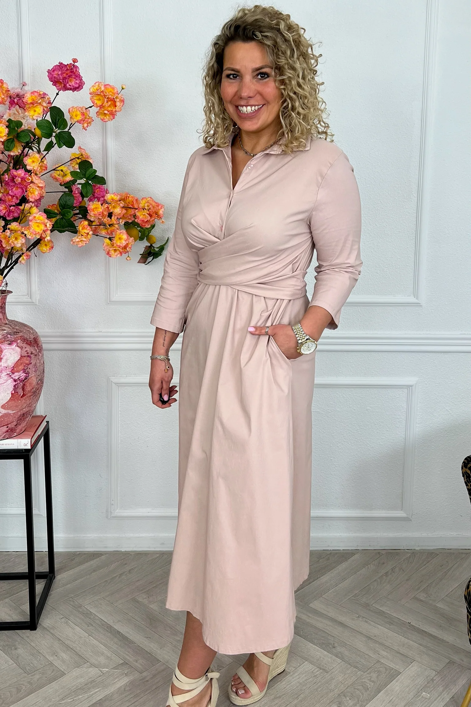 Perfect Travel Strik Dress - Old Pink - Image 2