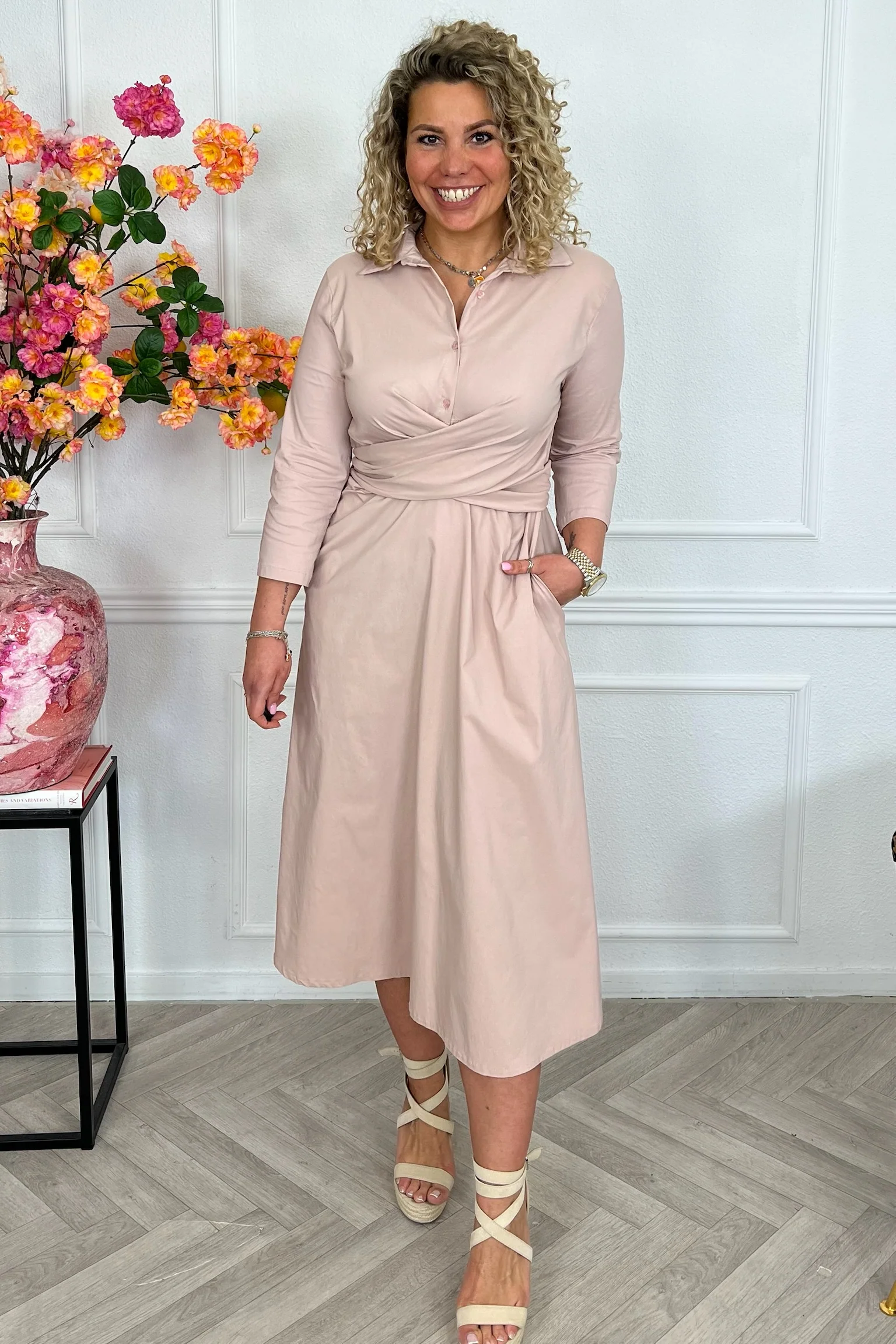 Perfect Travel Strik Dress - Old Pink - Image 3