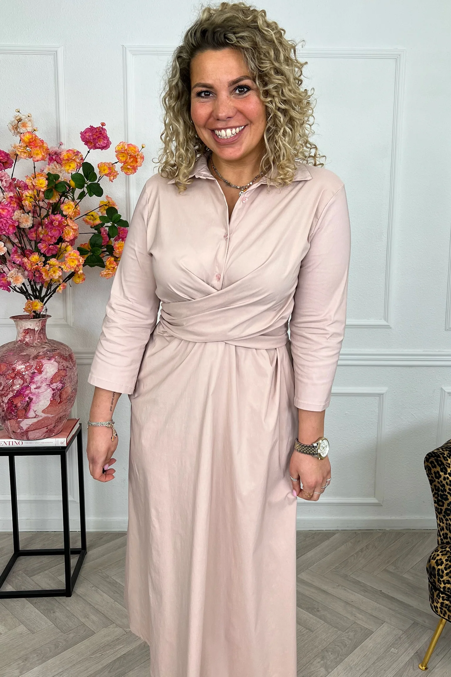 Perfect Travel Strik Dress - Old Pink - Image 4