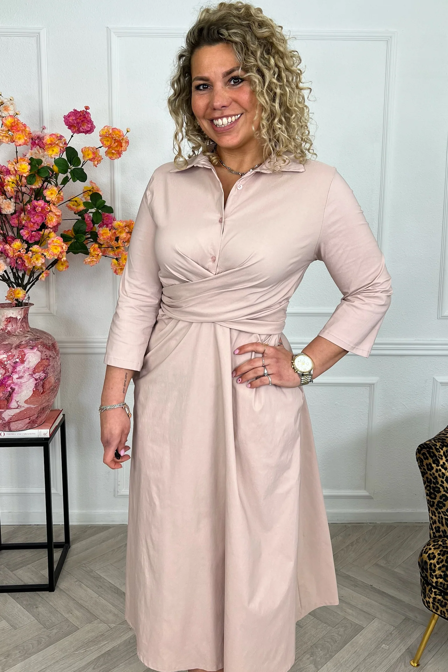 Perfect Travel Strik Dress - Old Pink - Image 5