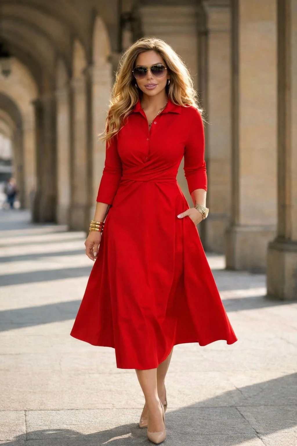Perfect Travel Strik Dress - Red