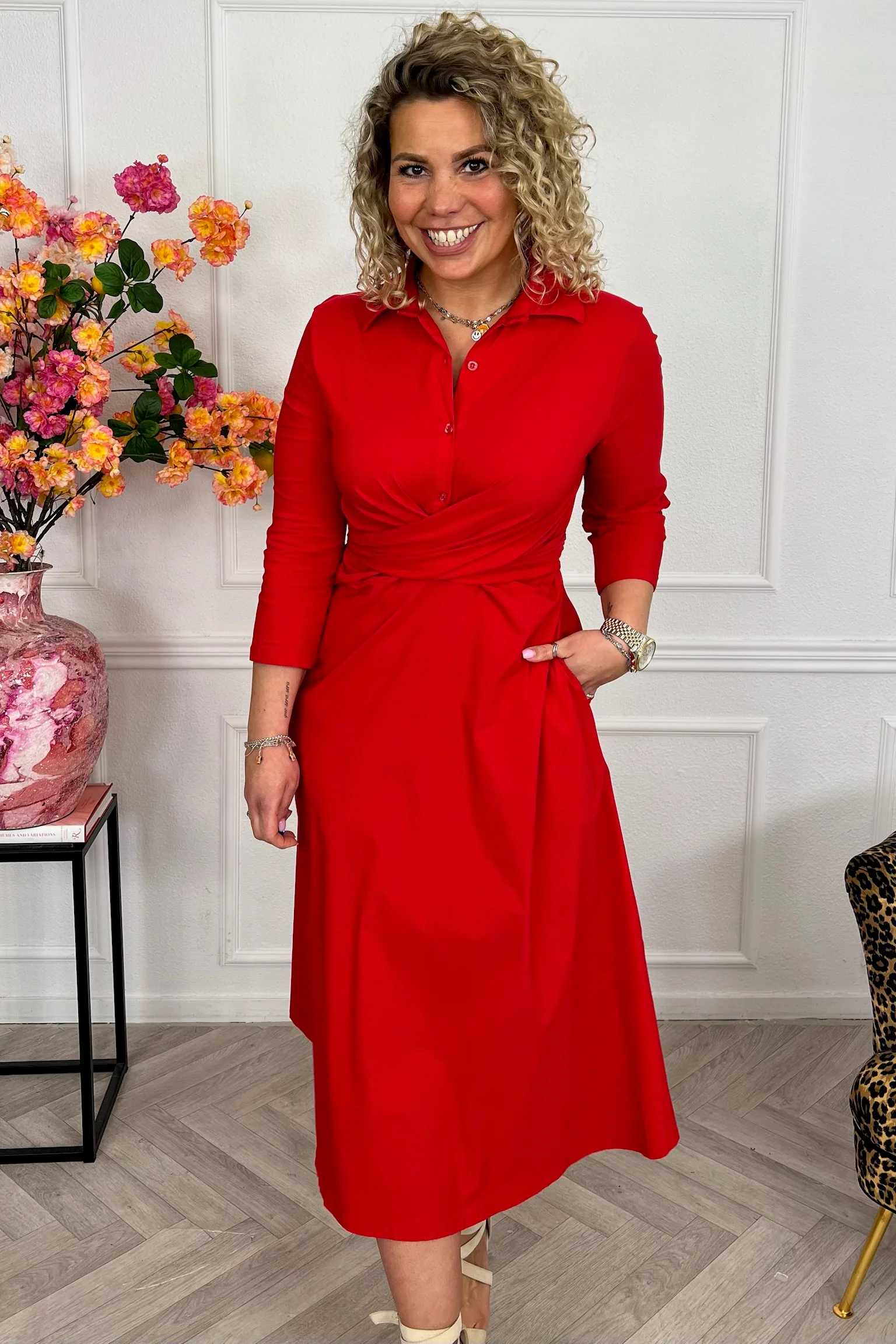 Perfect Travel Strik Dress - Red - Image 2