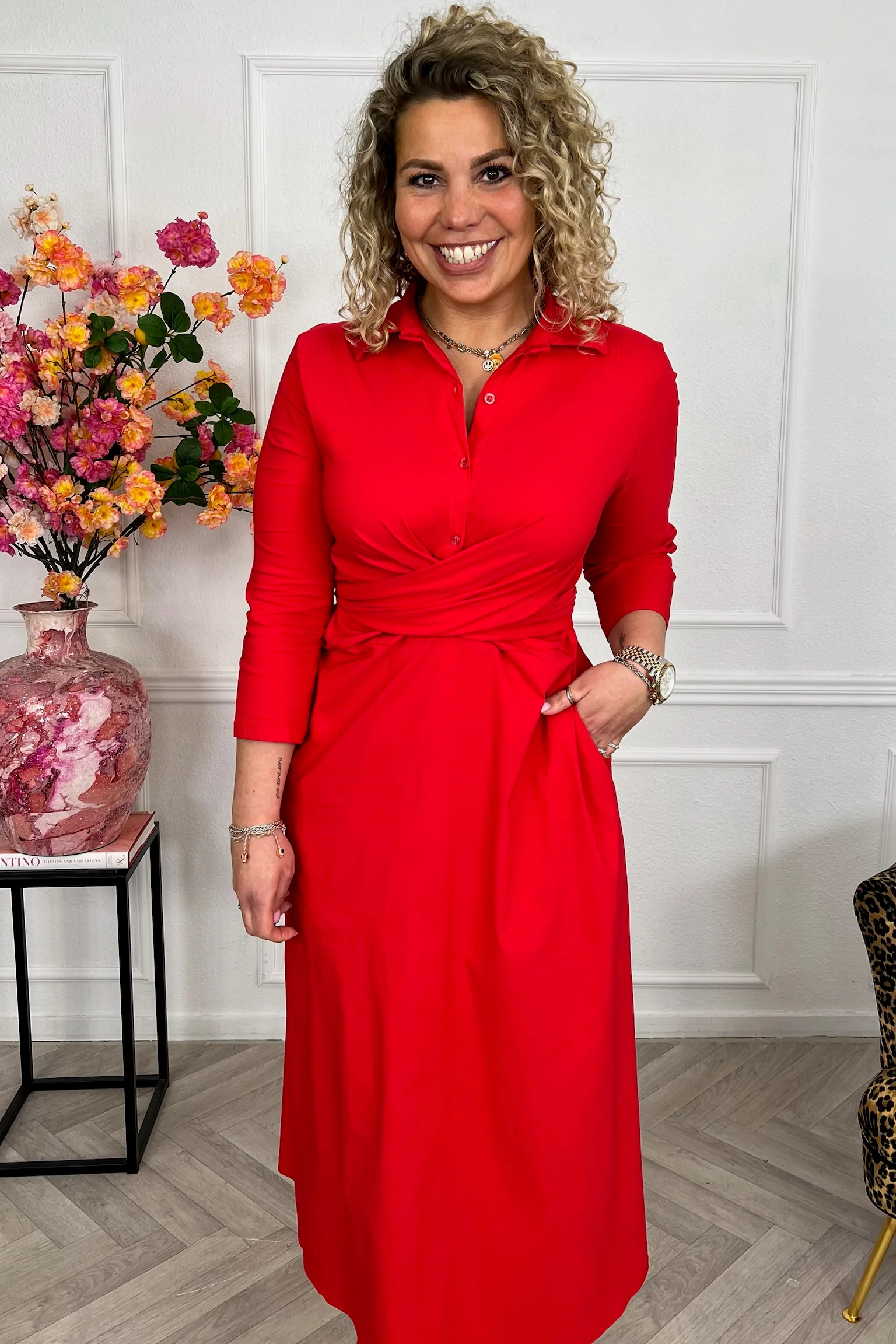 Perfect Travel Strik Dress - Red - Image 4