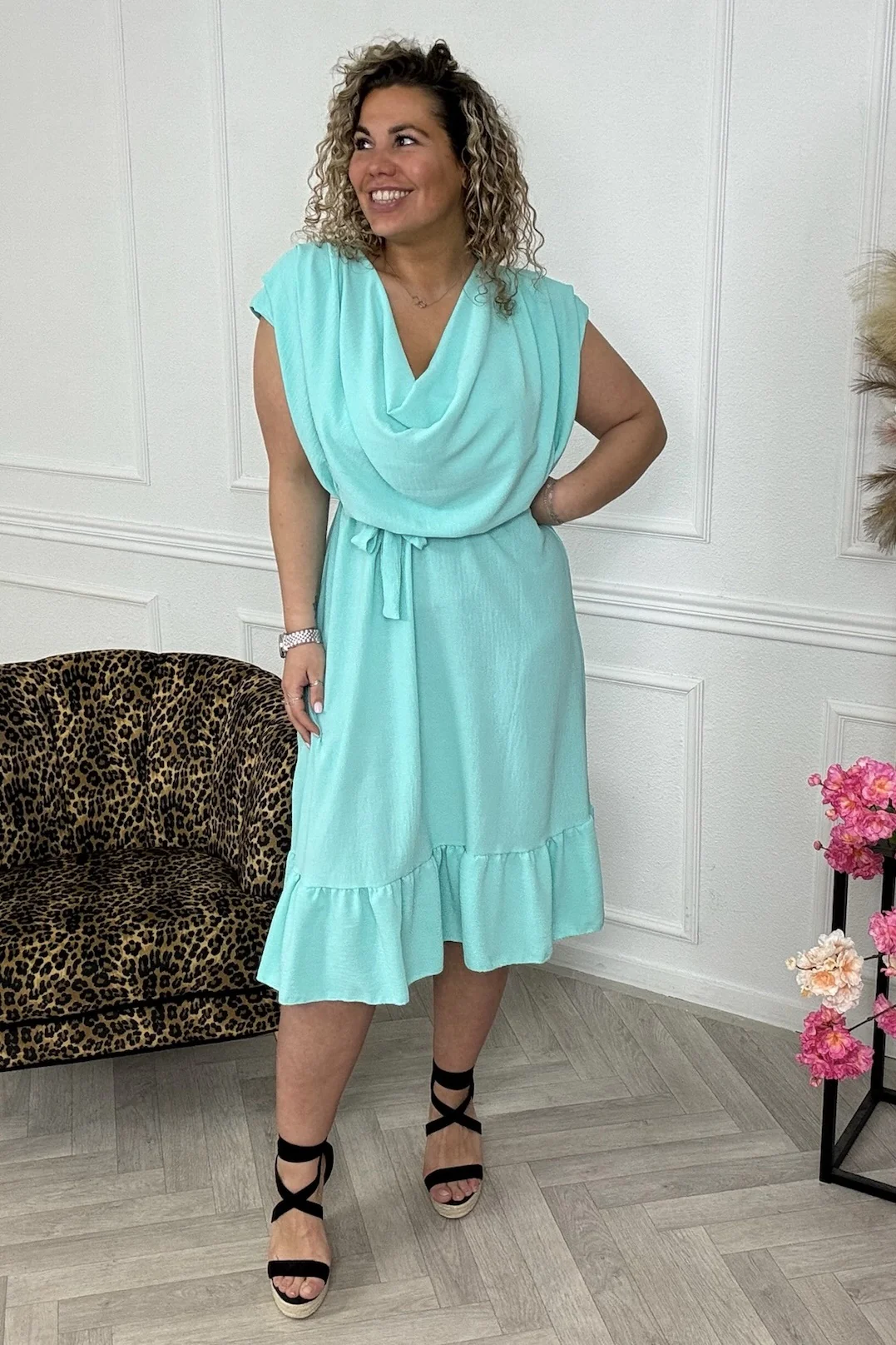 Perfect Waterfall Dress - Turquoise - Image 2