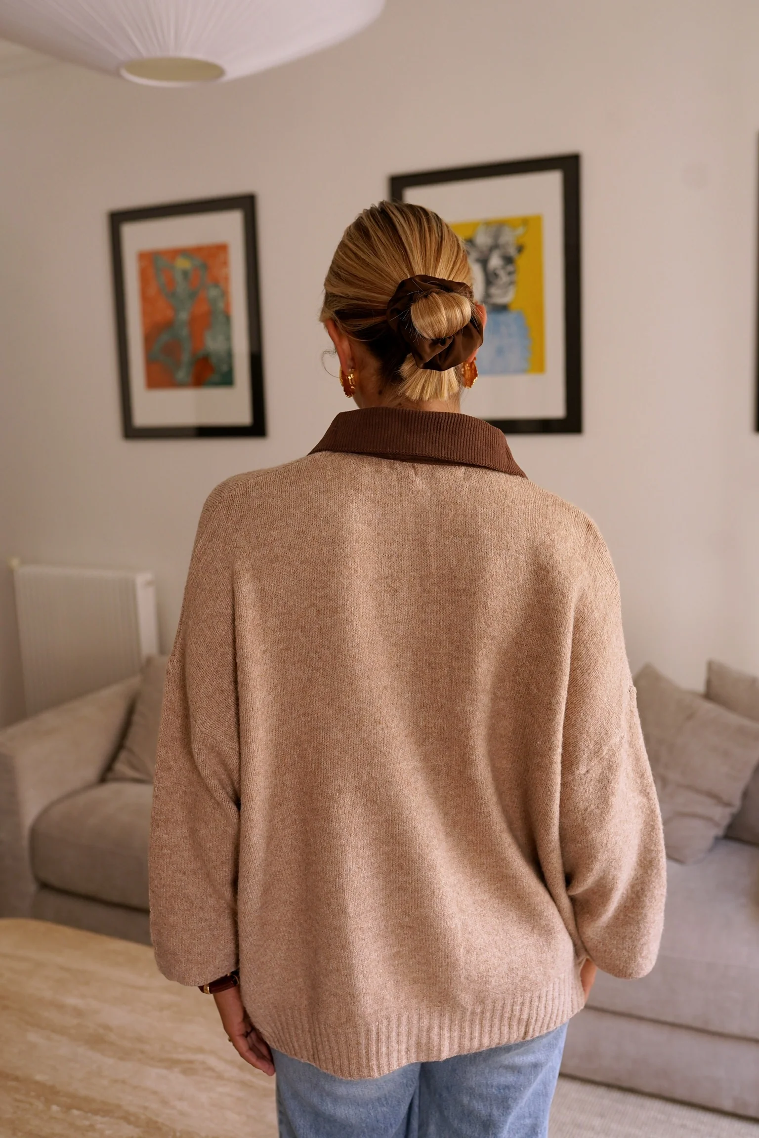 Pocket Button Up Cardigan - Brown - Image 3