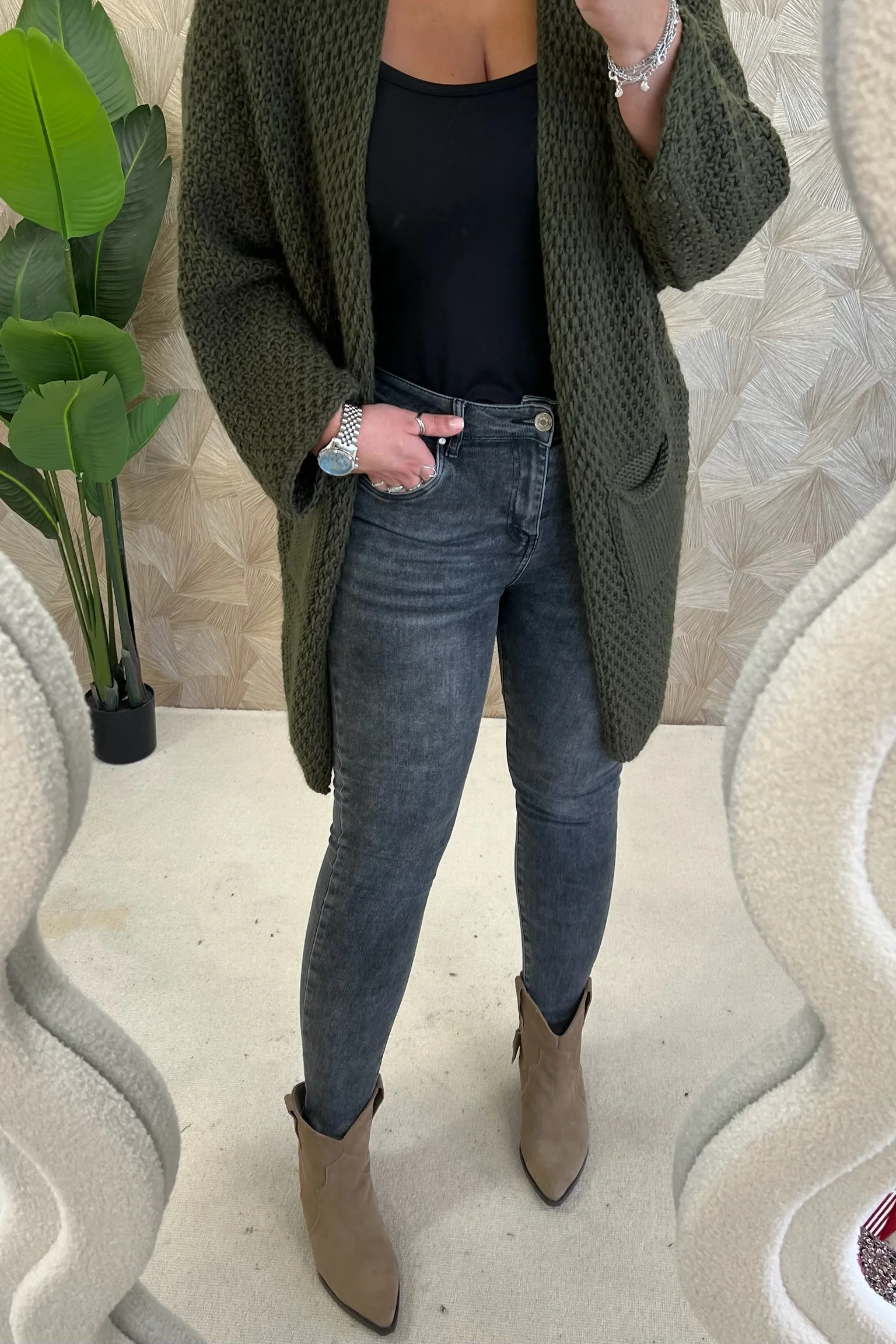 Pocket Knitted Vest - Armygreen - Image 3