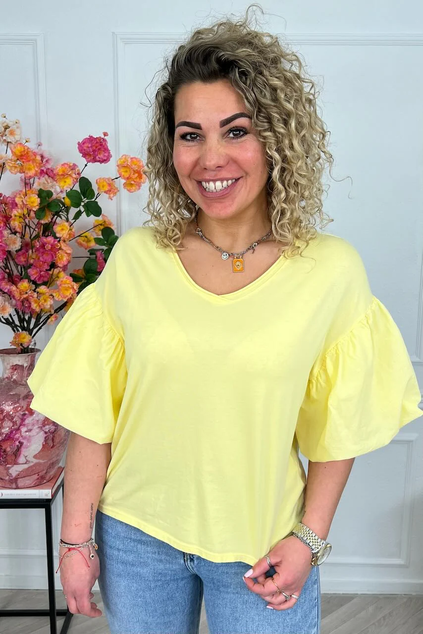 Puffy Sleeve Shirt - Yellow