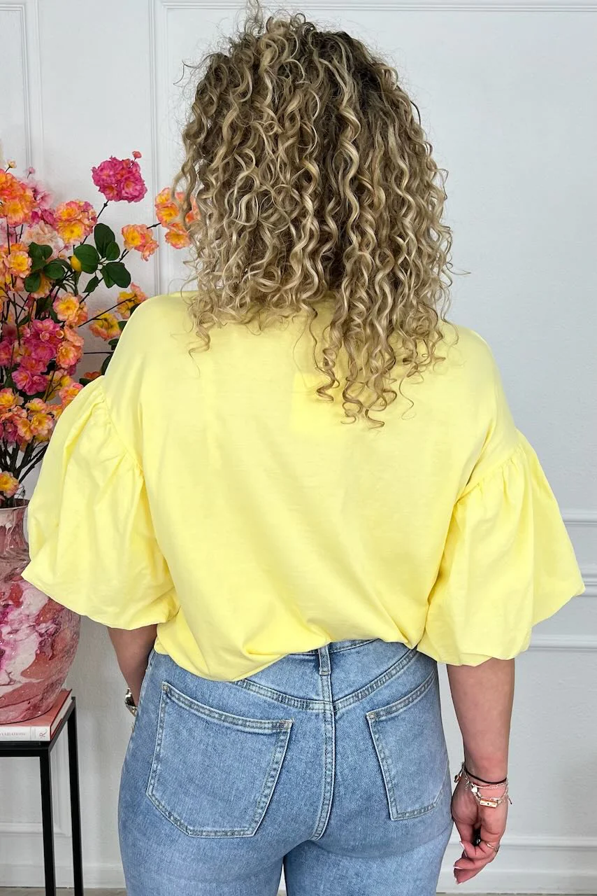 Puffy Sleeve Shirt - Yellow - Image 3