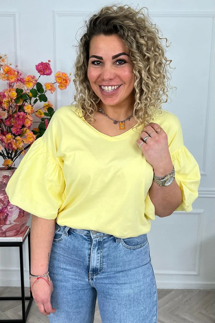 Puffy Sleeve Shirt - Yellow - Image 4