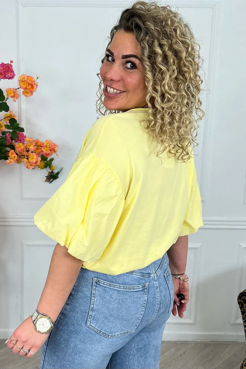 Puffy Sleeve Shirt - Yellow - Image 5