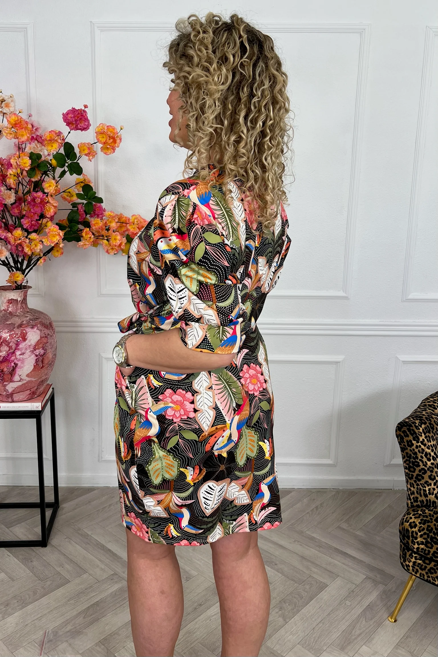 Puffy Sleeve Travel Dress - Tropical Black - Image 3