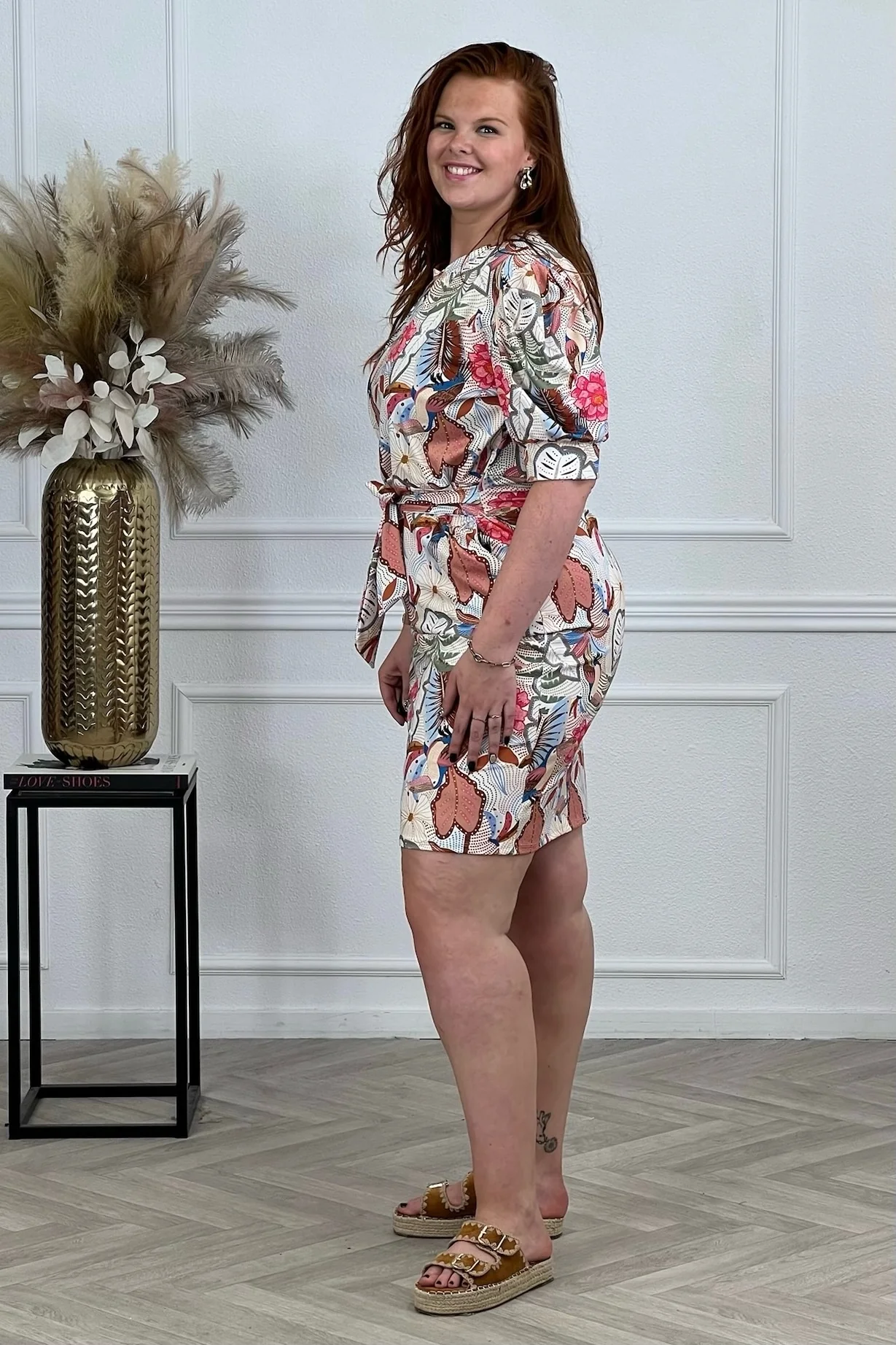 Puffy Sleeve Travel Dress - Tropical White - Image 5