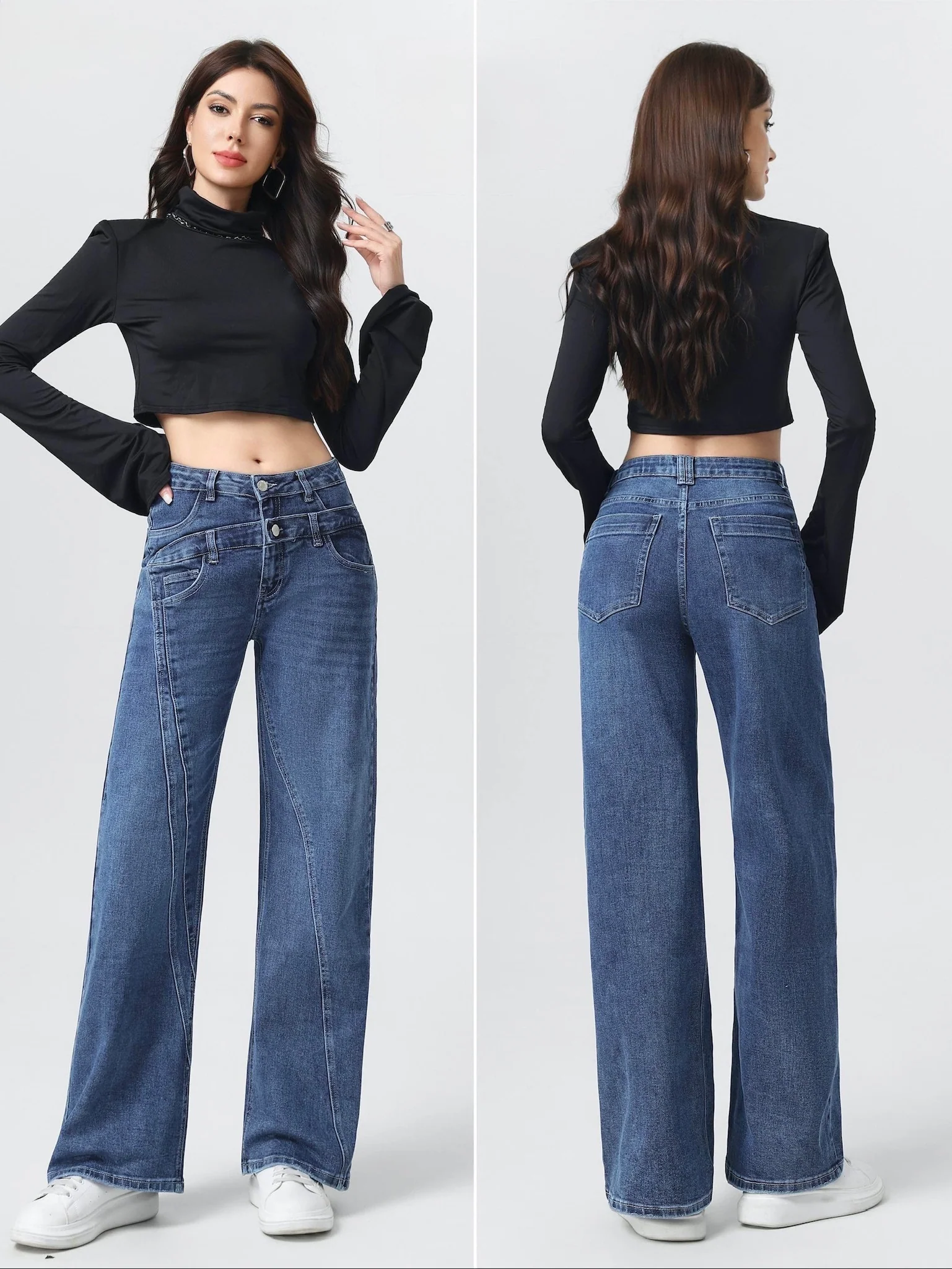 Rae Wide Leg Jeans - Dark Blue