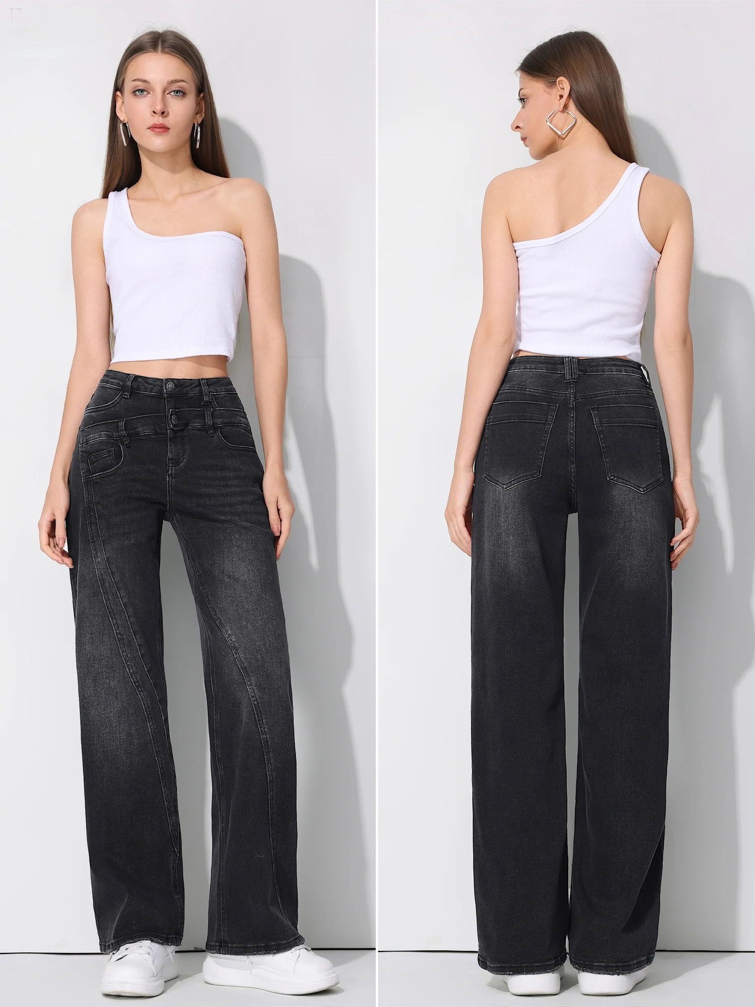 Rae Wide Leg Jeans - Washed Black