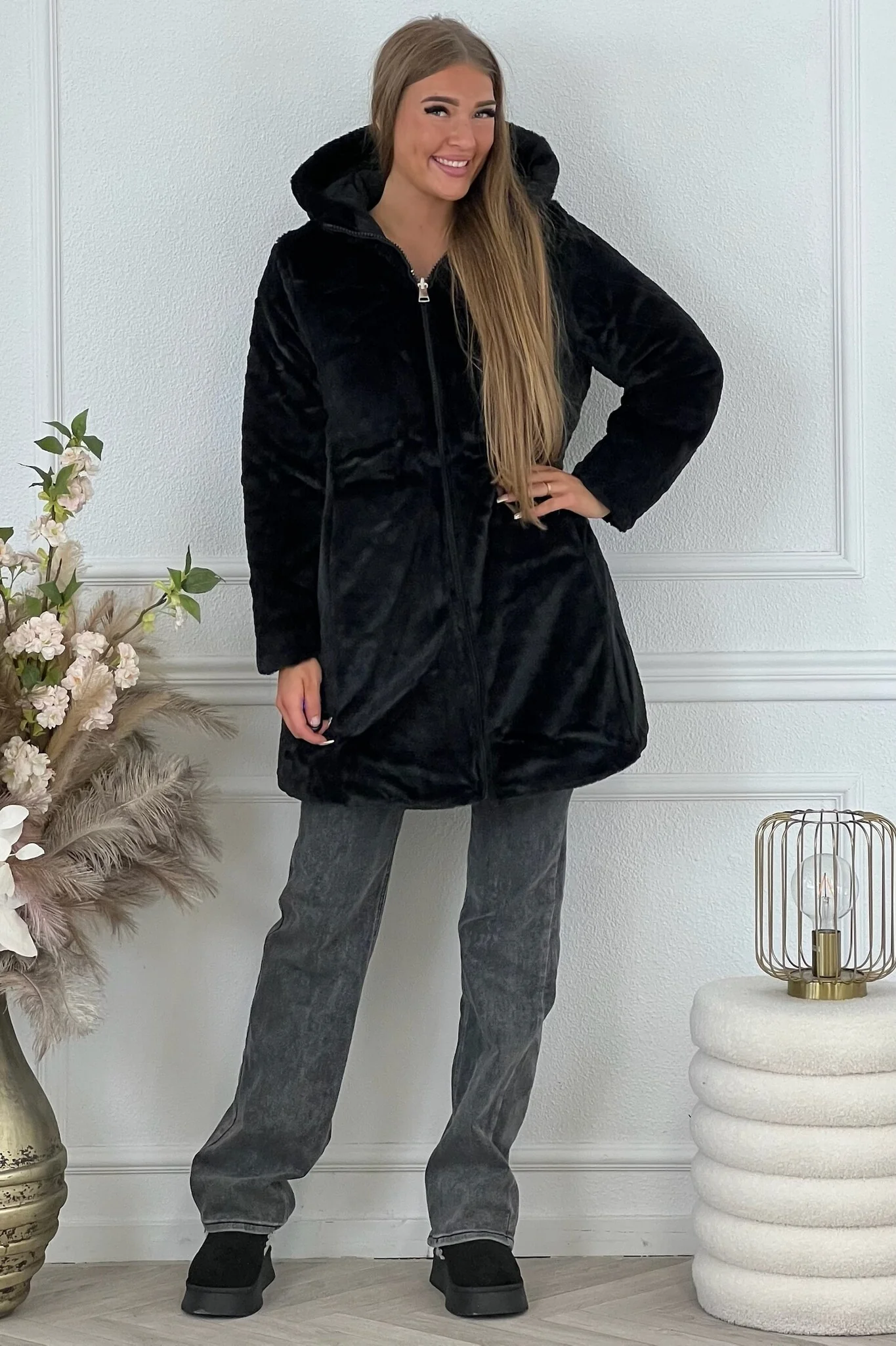 Reversible Winter Coat - Black - Image 10