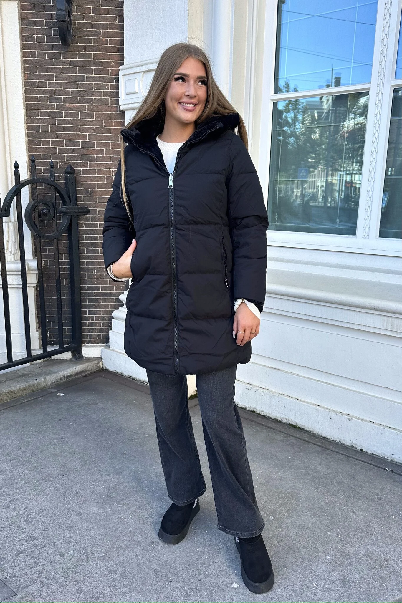 Reversible Winter Coat - Black - Image 4