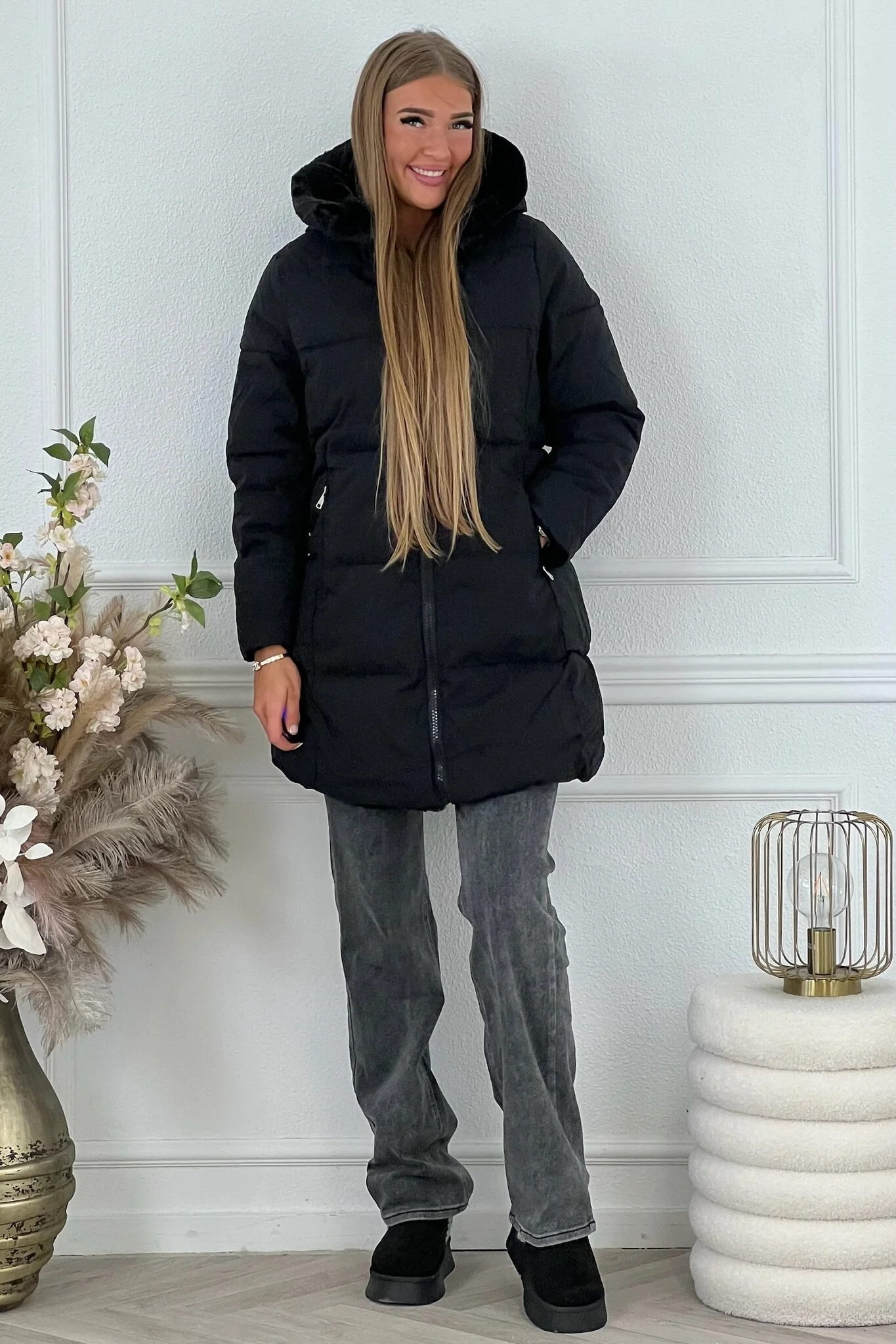 Reversible Winter Coat - Black - Image 9