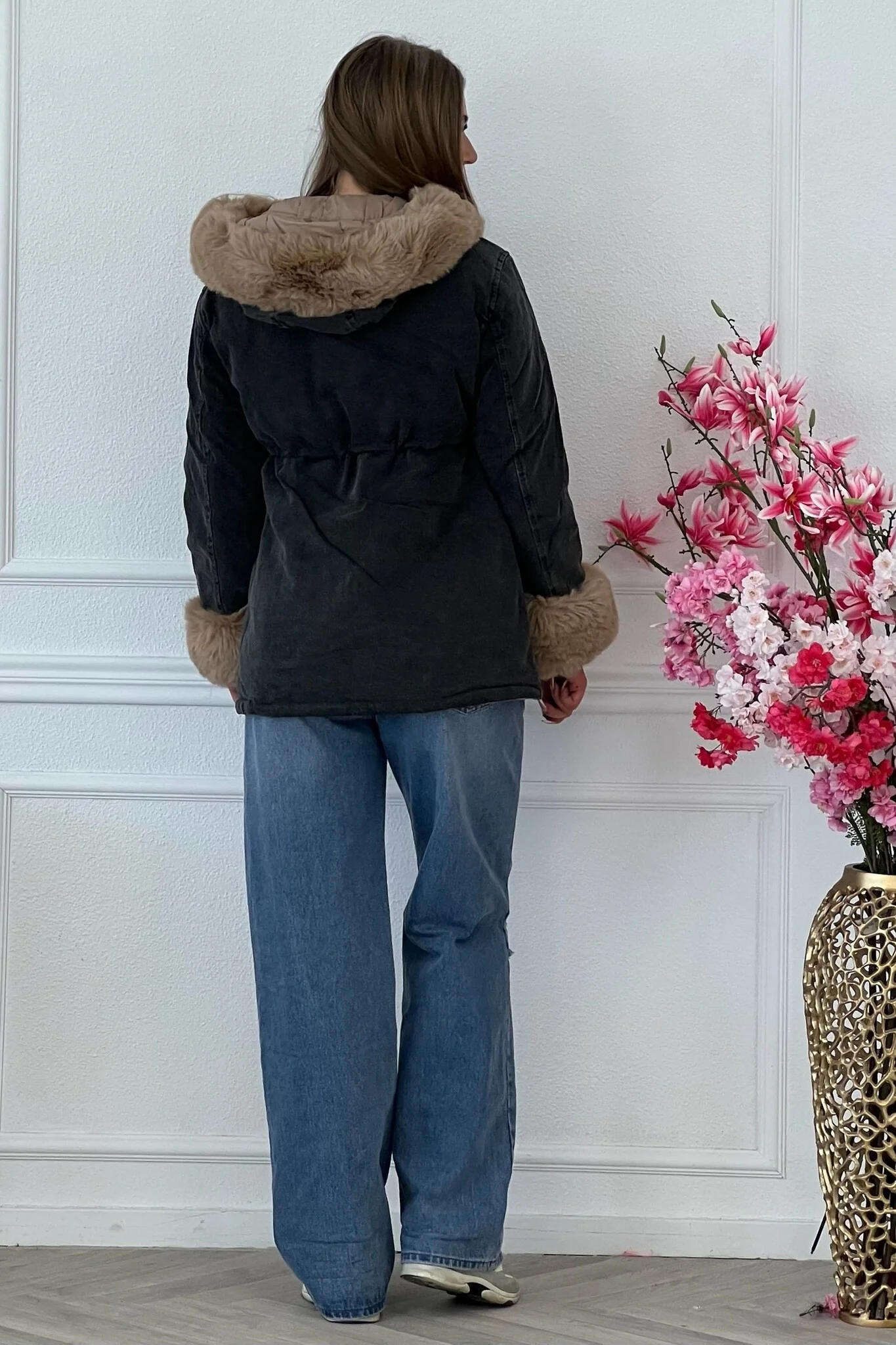 Reversible Winter Coat - Black/Taupe - Image 5