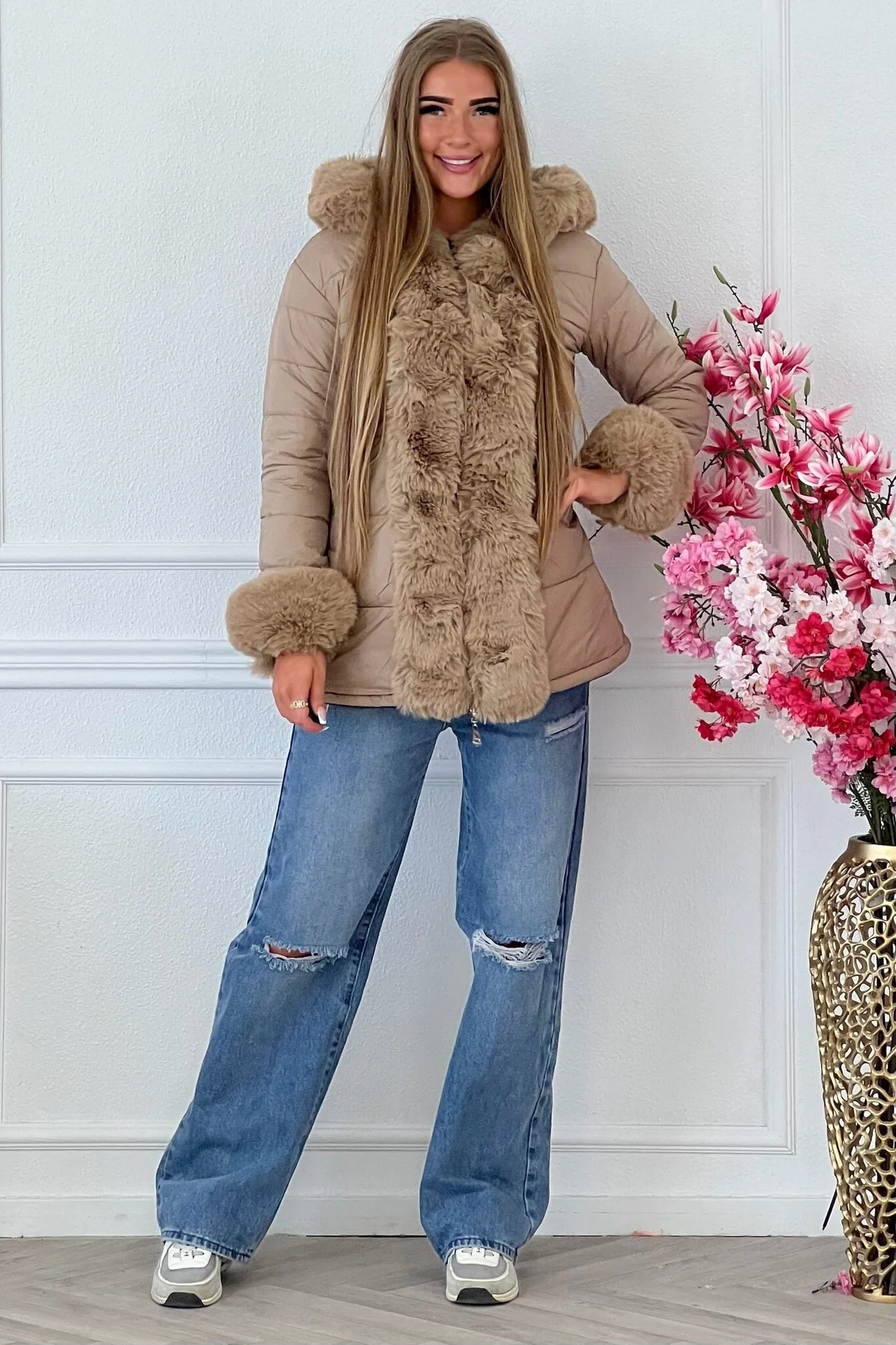 Reversible Winter Coat - Black/Taupe - Image 6