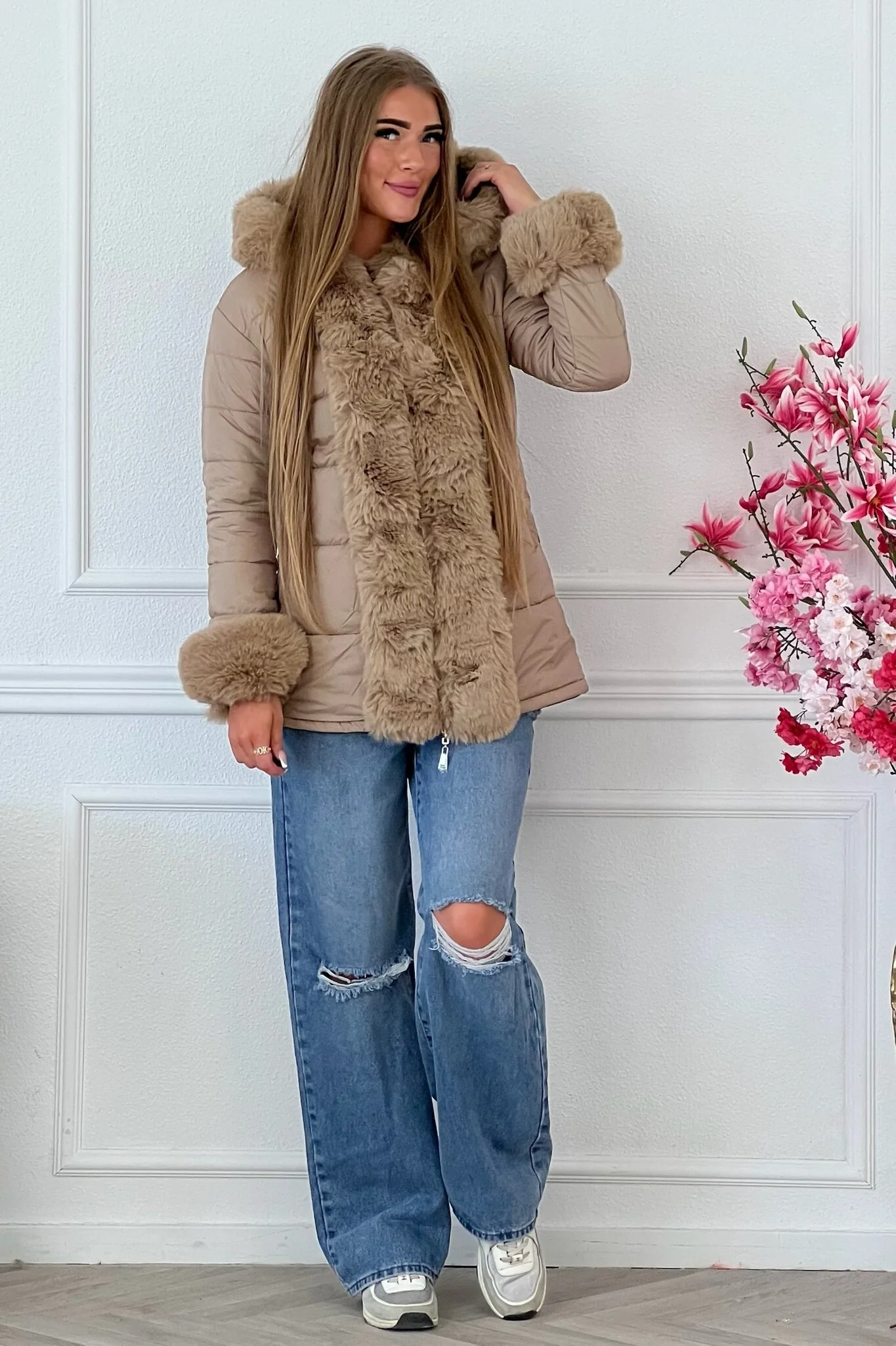 Reversible Winter Coat - Black/Taupe - Image 7