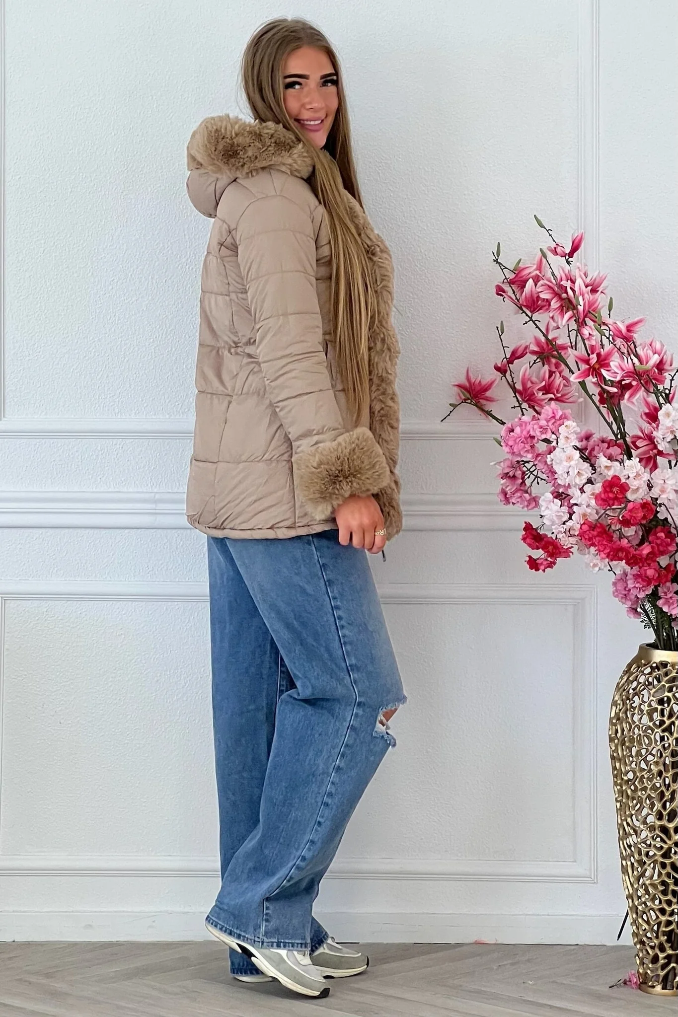 Reversible Winter Coat - Black/Taupe - Image 8
