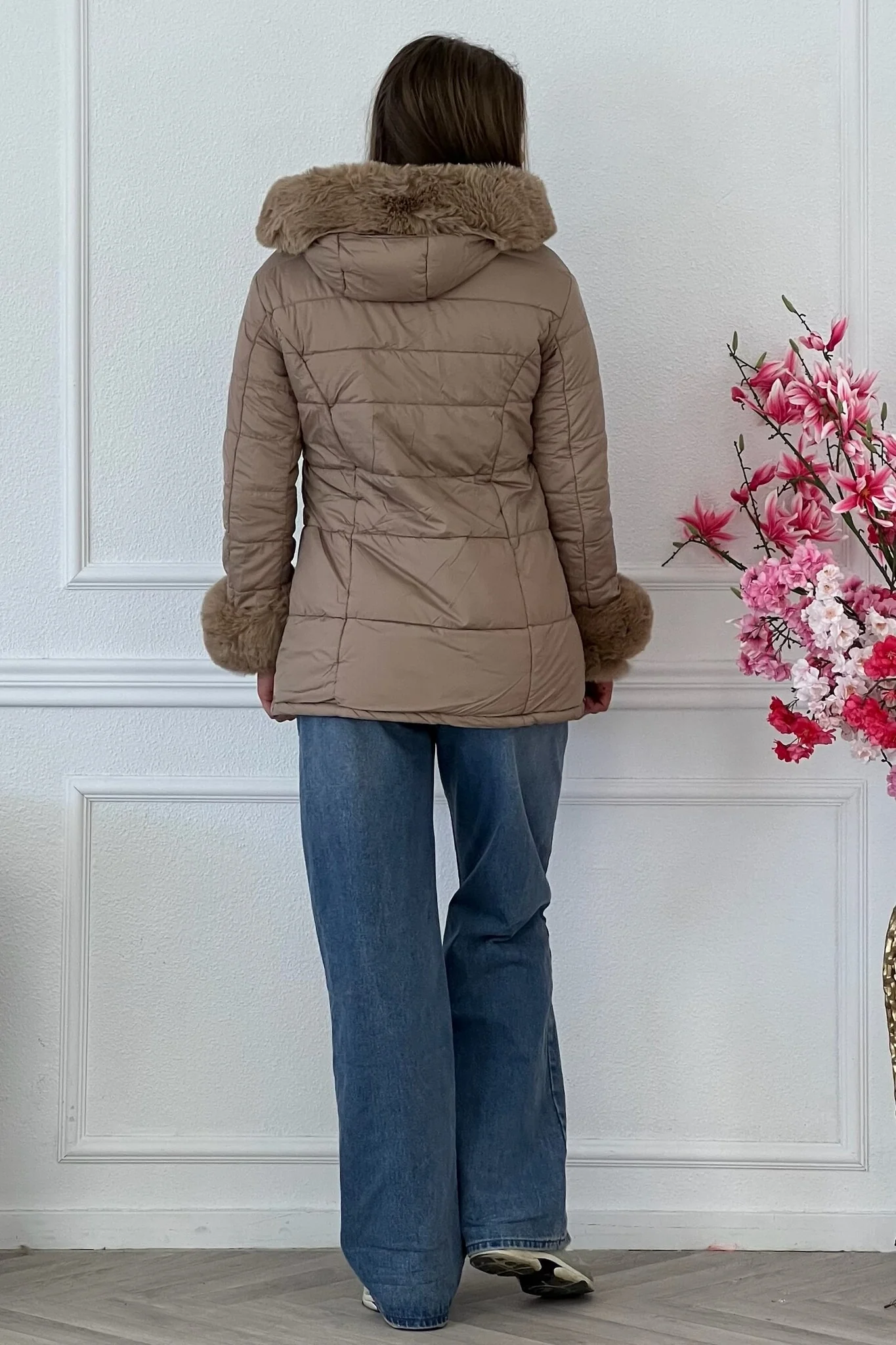 Reversible Winter Coat - Black/Taupe - Image 9