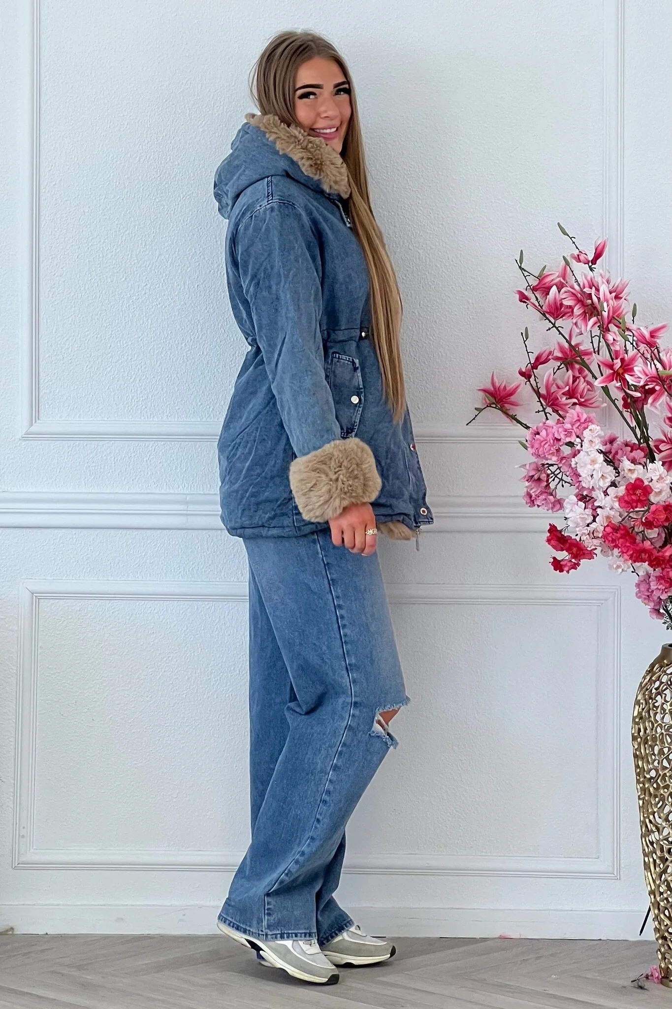 Reversible Winter Coat - Blue/Taupe - Image 3